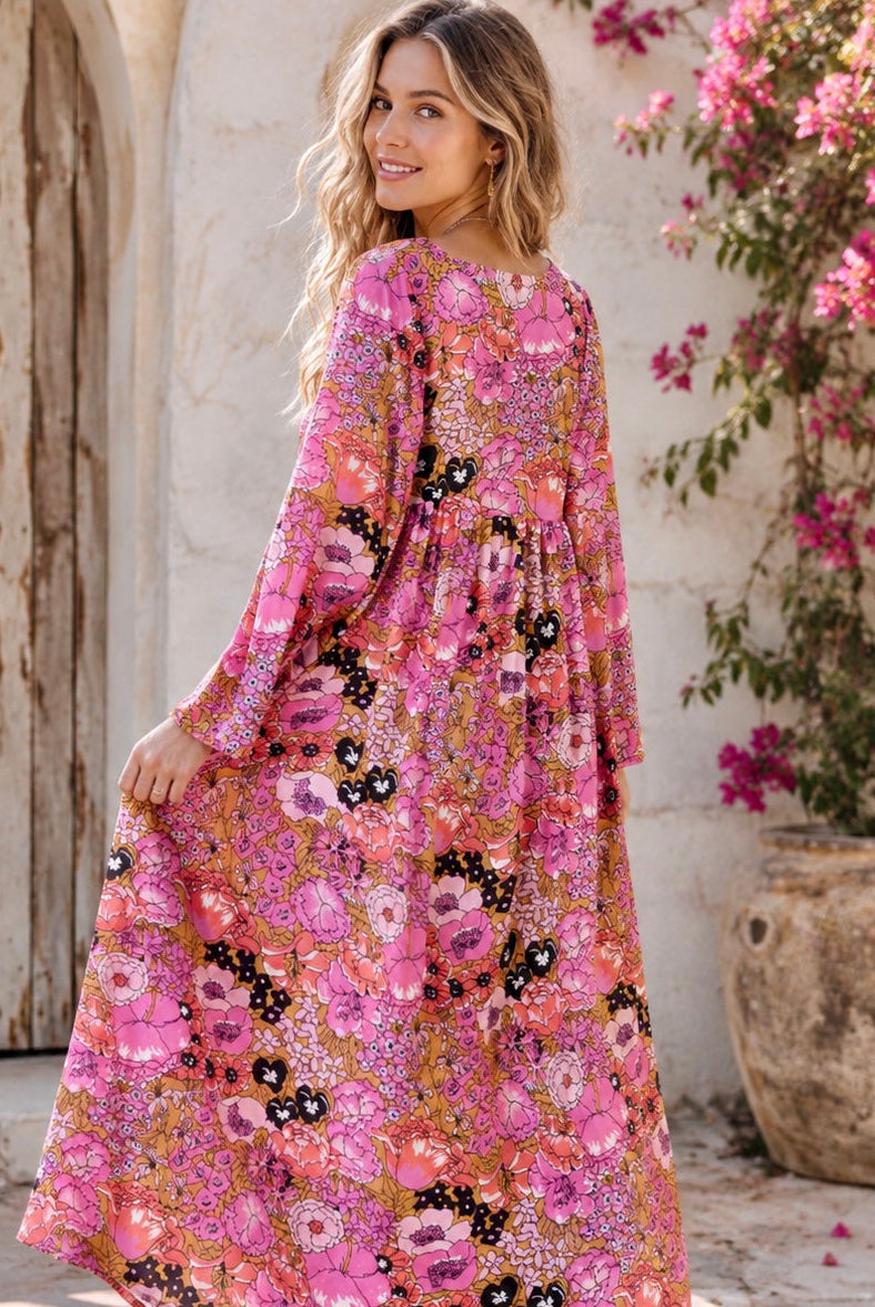 Hawaii Printed Maxi Dress Pink