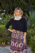 Luna Printed Long Skirt Blue/Red With Lurex Blue Red