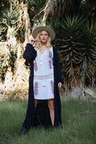 Lisa Embroidered Short Dress or Tunic Natural/Red