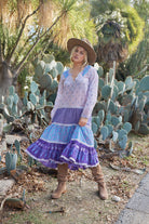 Cora Printed Long Dress Patchwork Purple