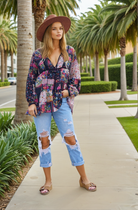 Luana Printed Blouse Patchwork Black