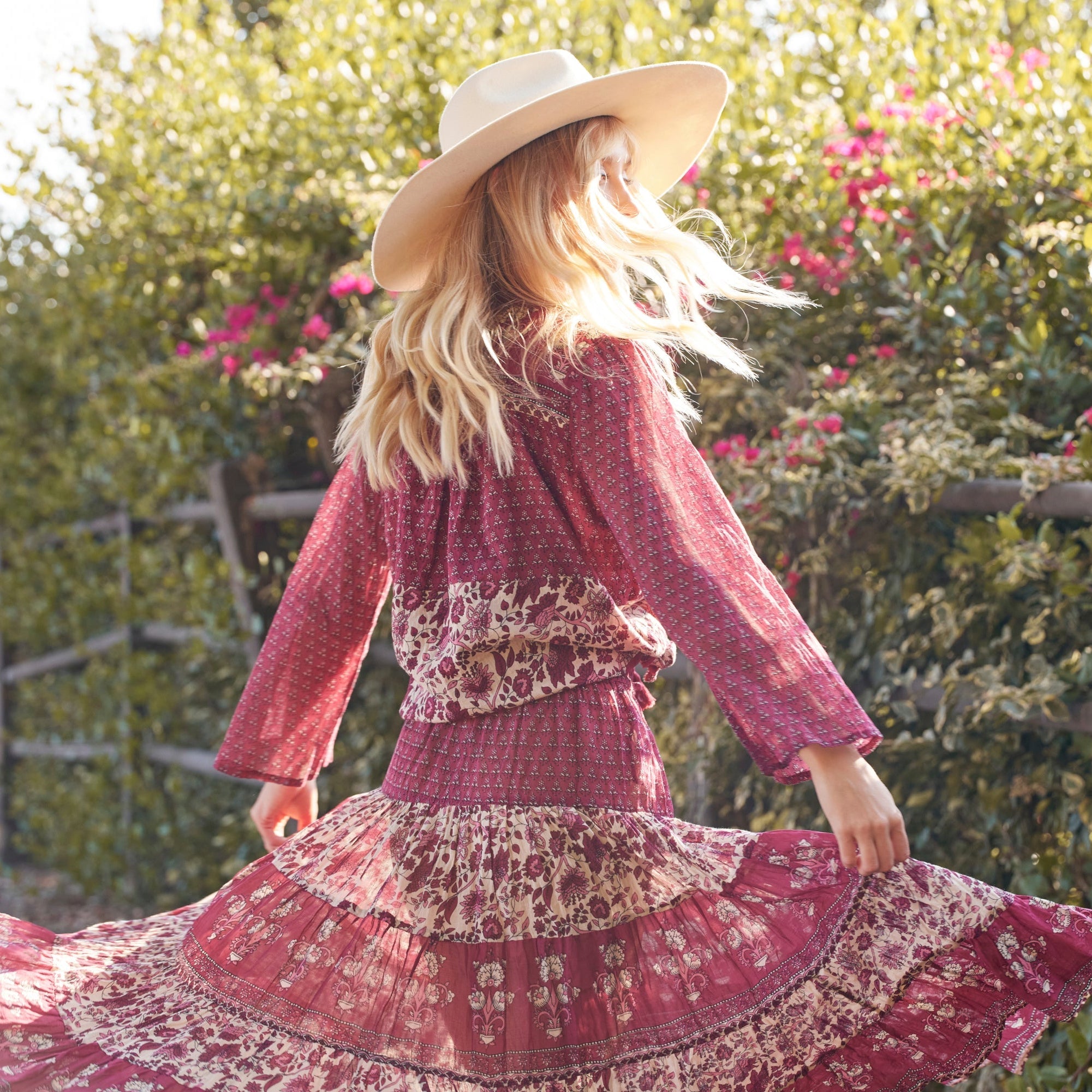 Bahiya Printed Blouse Burgundy