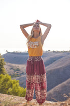 Anna Printed Harem Pants Burgundy