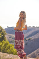 Anna Printed Harem Pants Burgundy