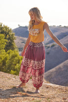Anna Printed Harem Pants Burgundy