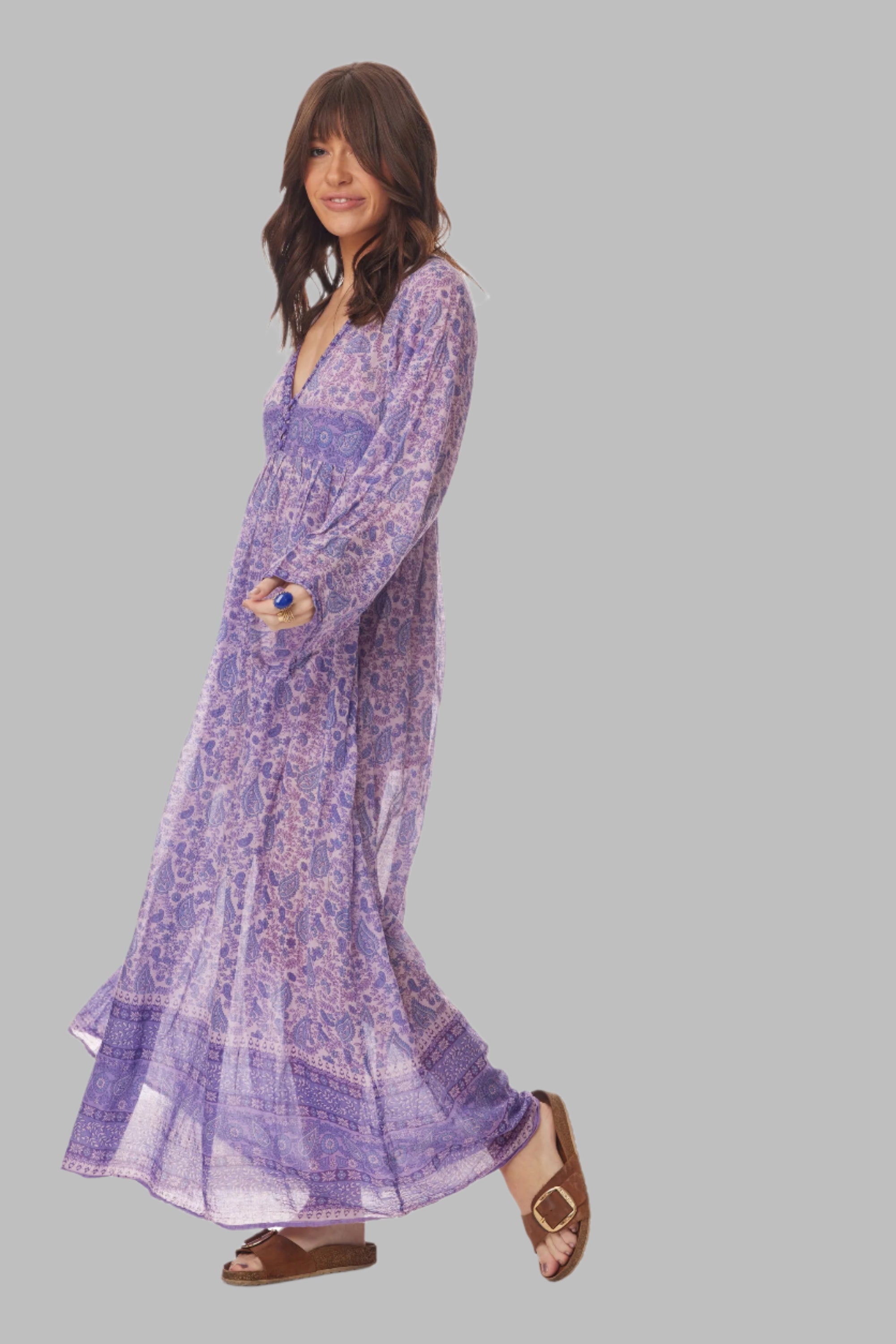 Jade Printed Maxi Dress Lavender