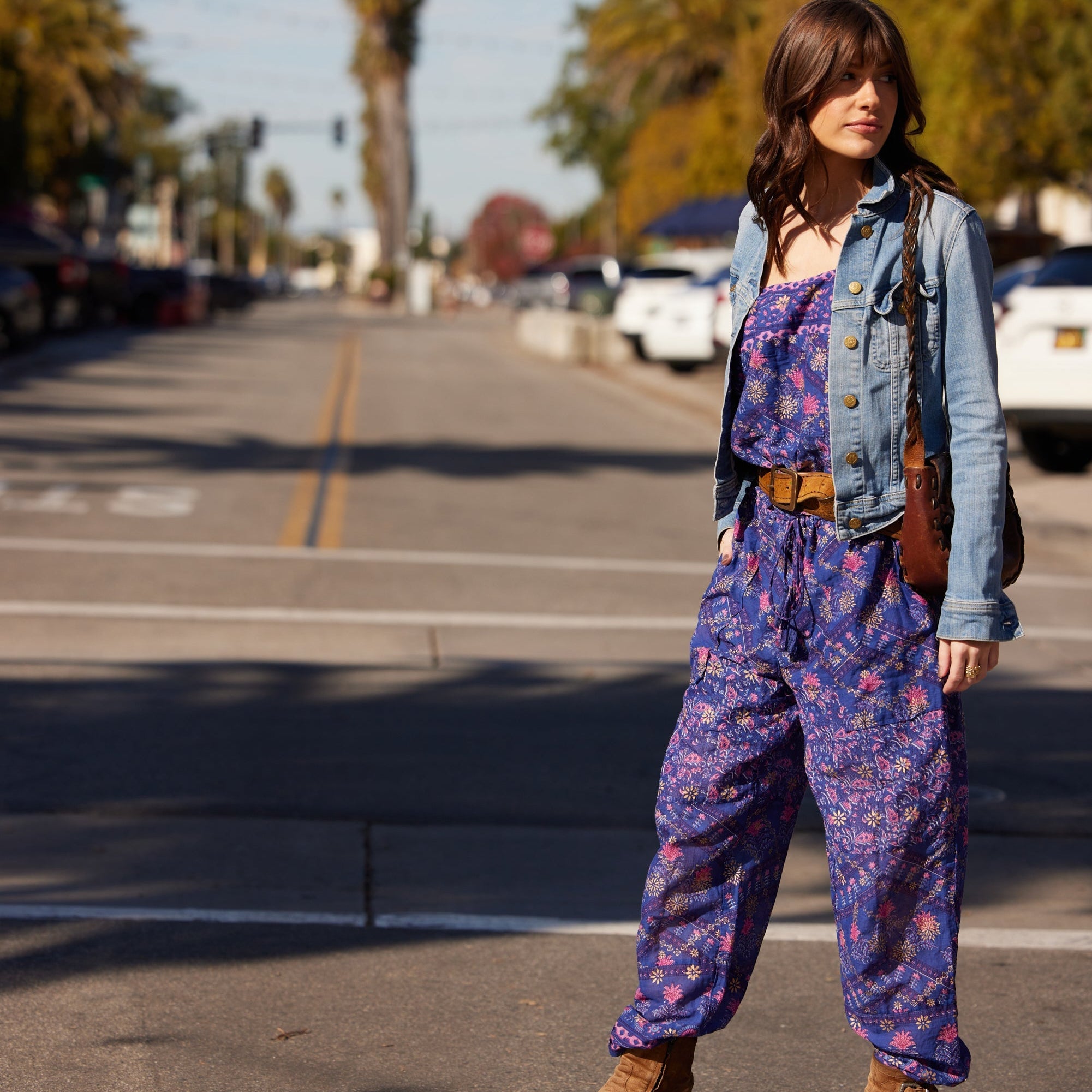 Marley Printed Jumpsuit With Pockets Indigo