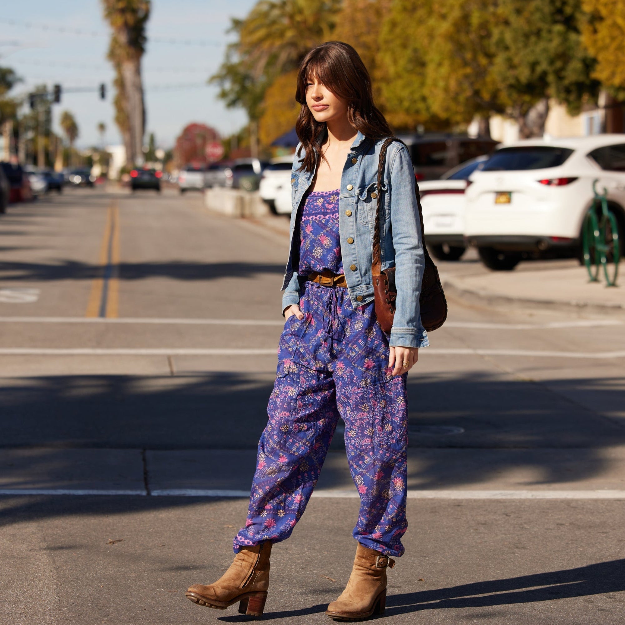 Marley Printed Jumpsuit With Pockets Indigo