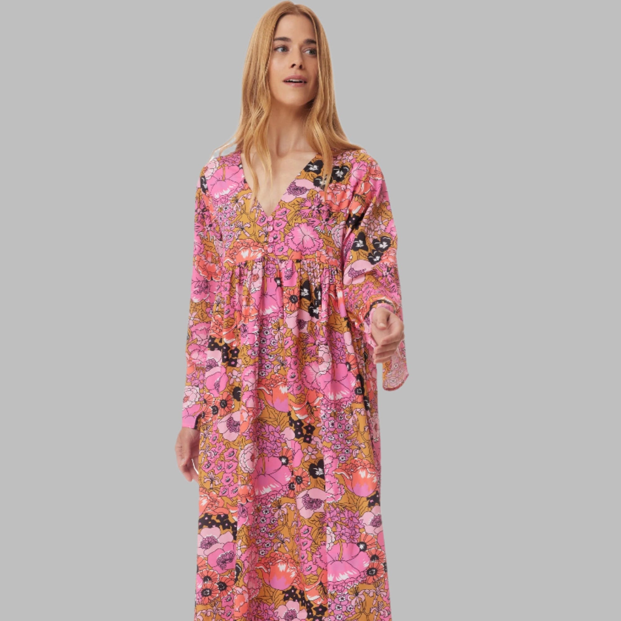 Hawaii Printed Maxi Dress Pink
