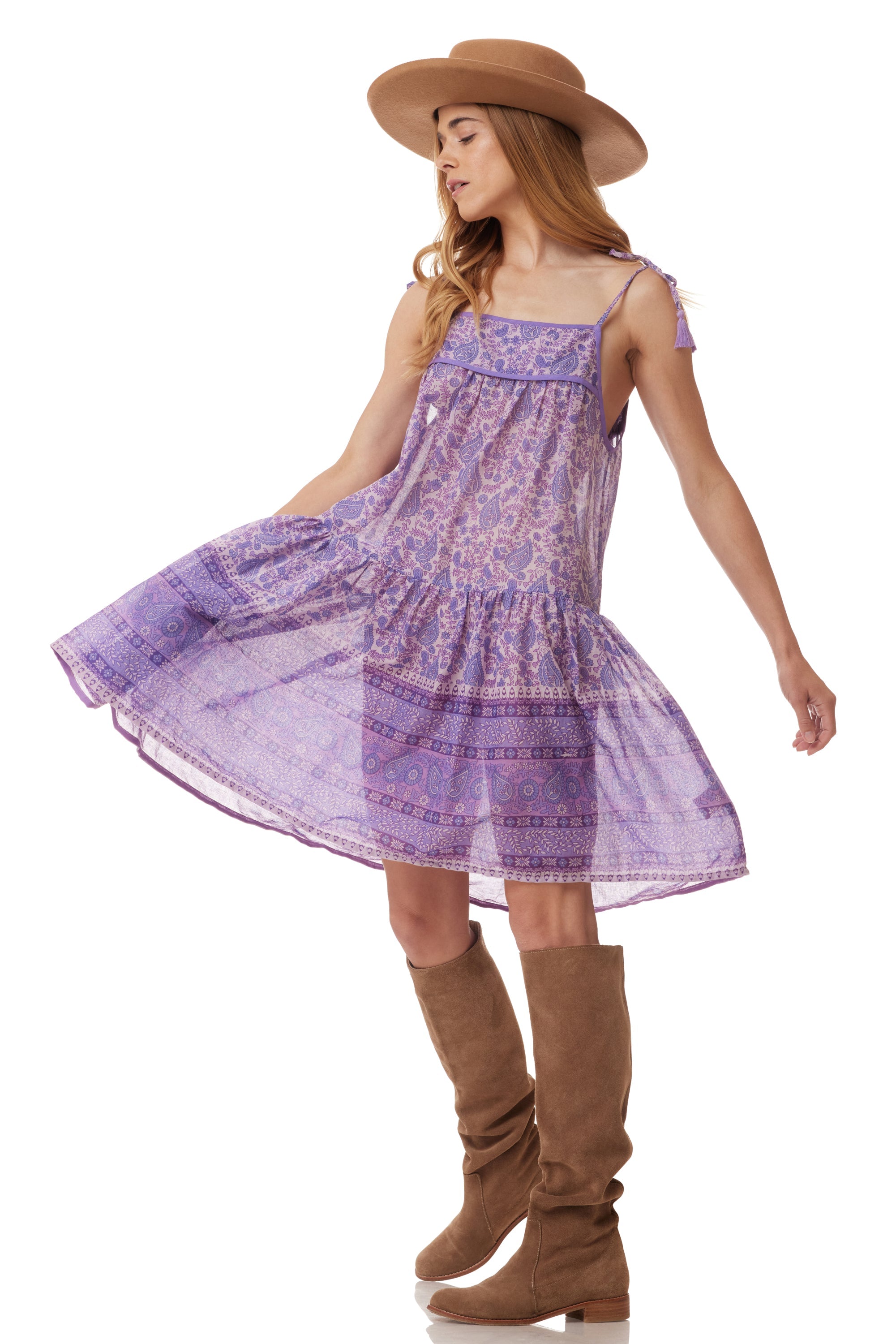Betsy Printed Short Dress Lavender - Blue Boheme
