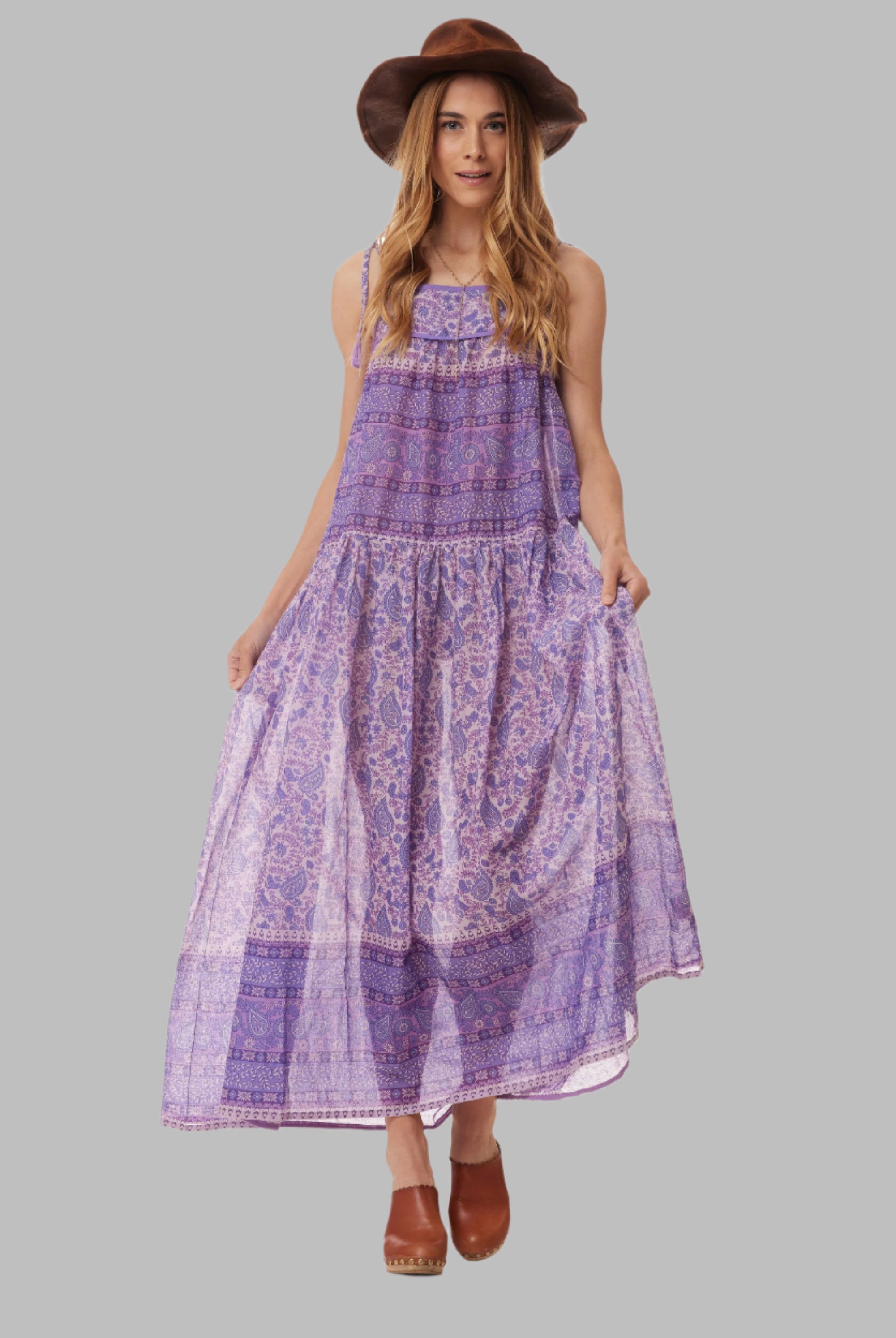 Betsy Printed Maxi Tank Dress Lavender