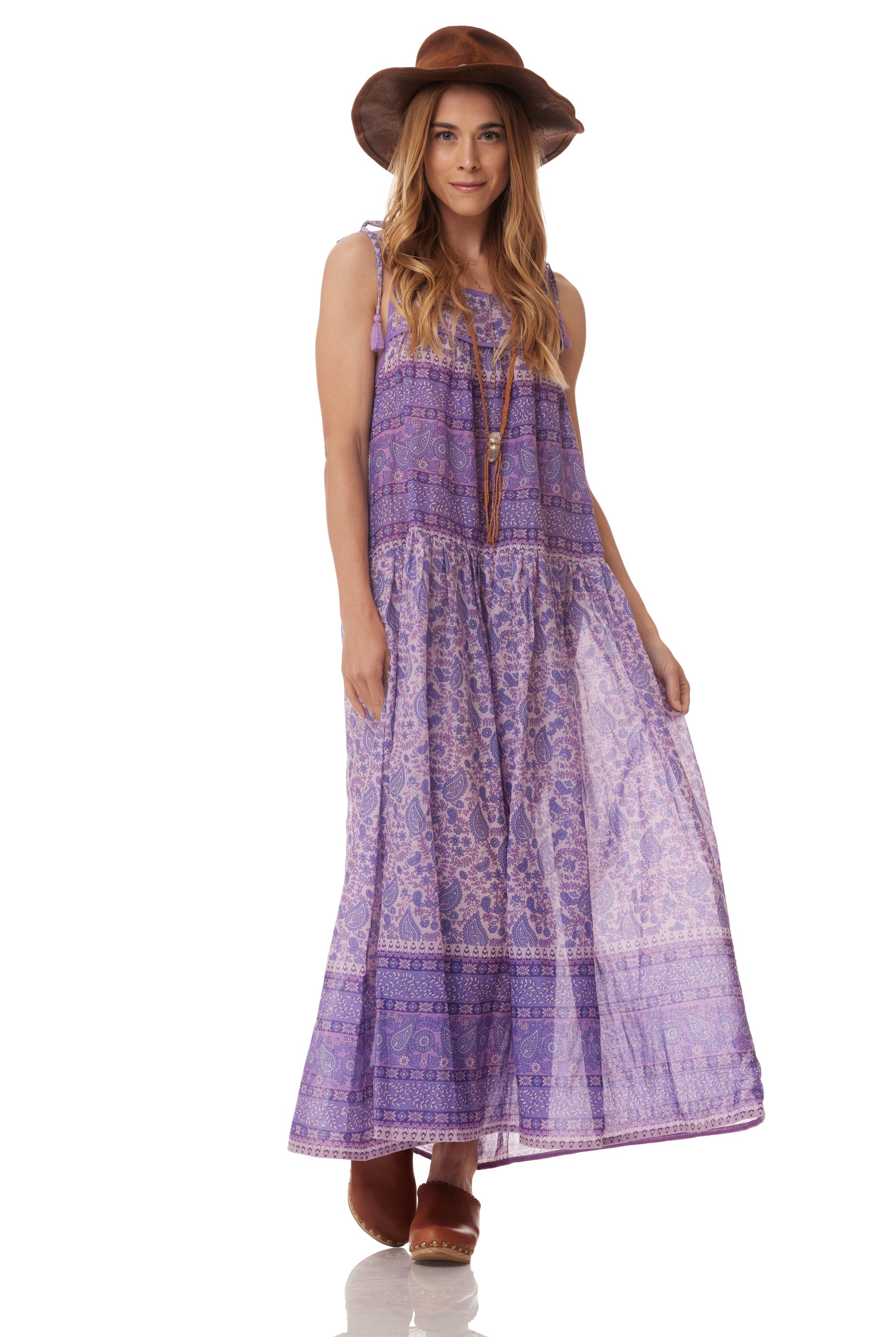Betsy Printed Maxi Tank Dress Lavender