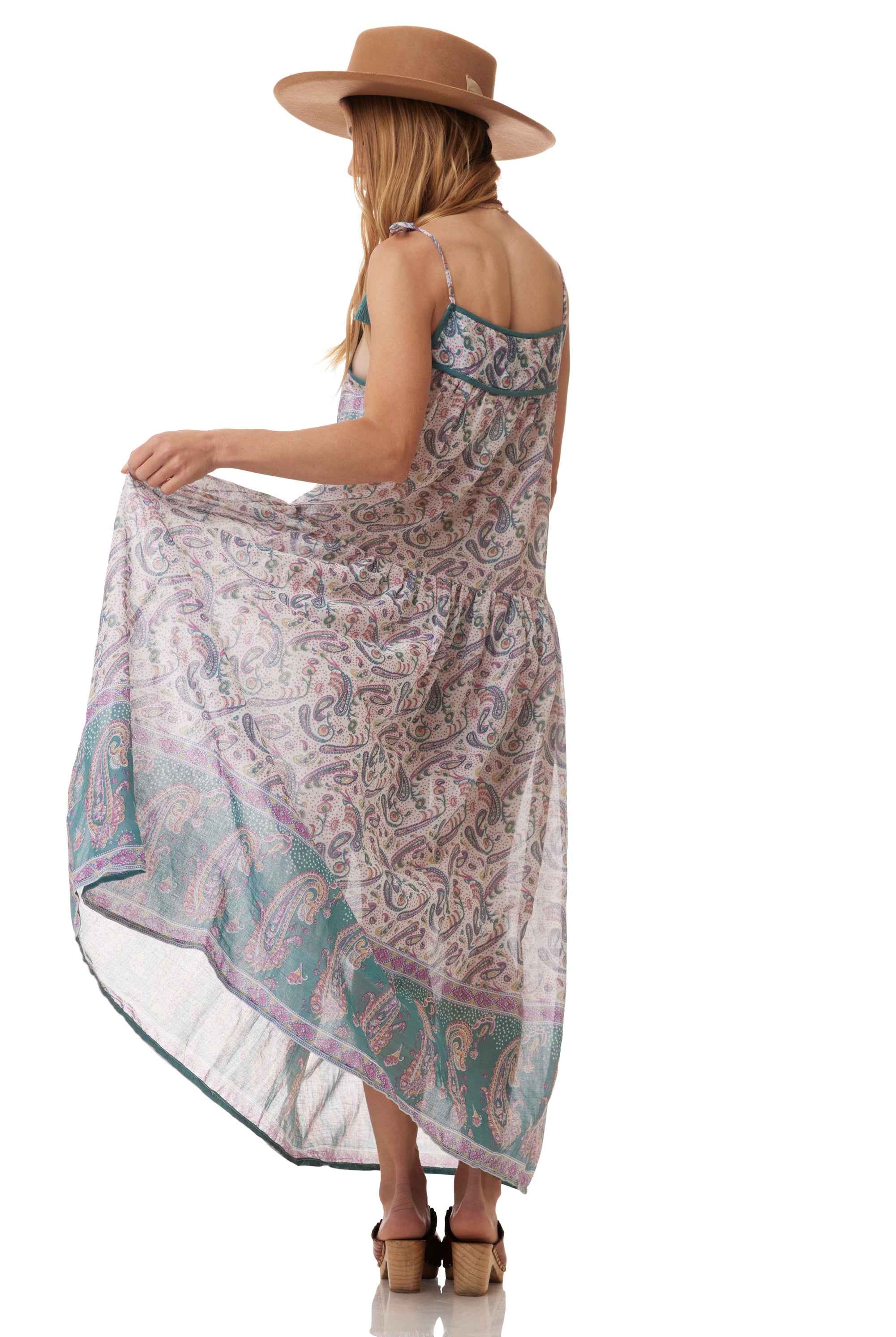 Betsy Printed Maxi Tank Dress Teal