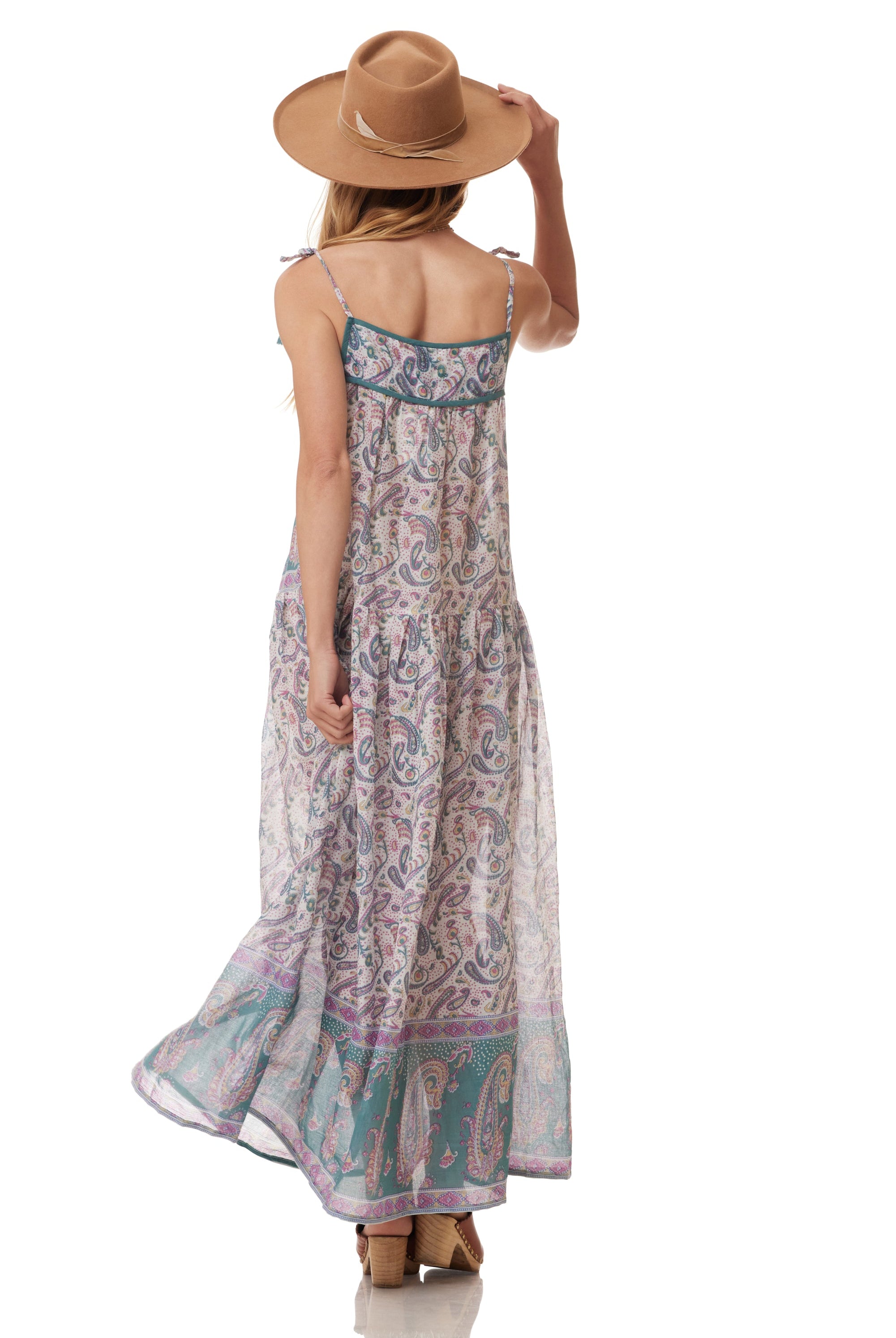 Betsy Printed Maxi Tank Dress Teal