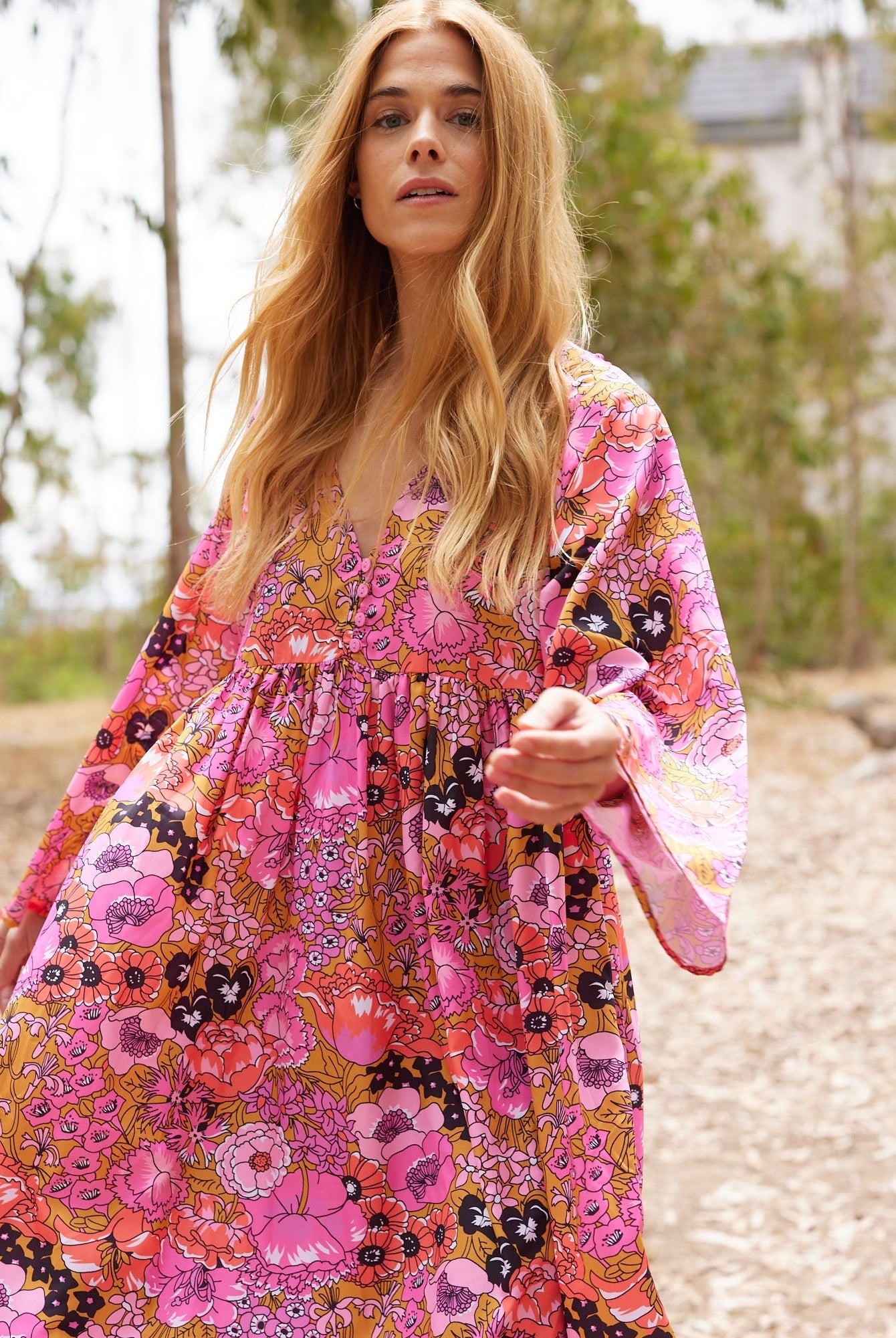 Hawaii Printed Maxi Dress Pink