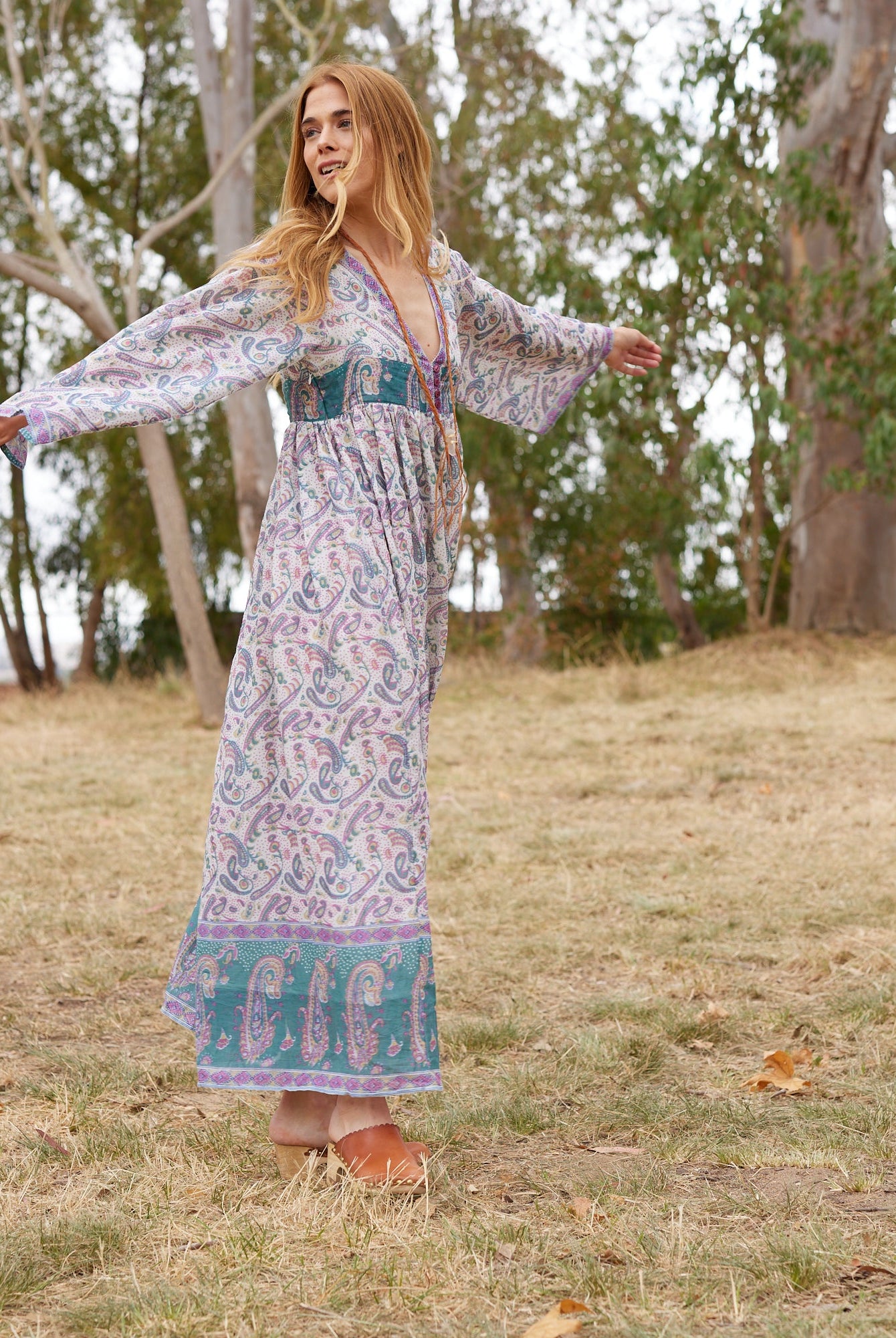 Jade Printed Maxi Dress Teal