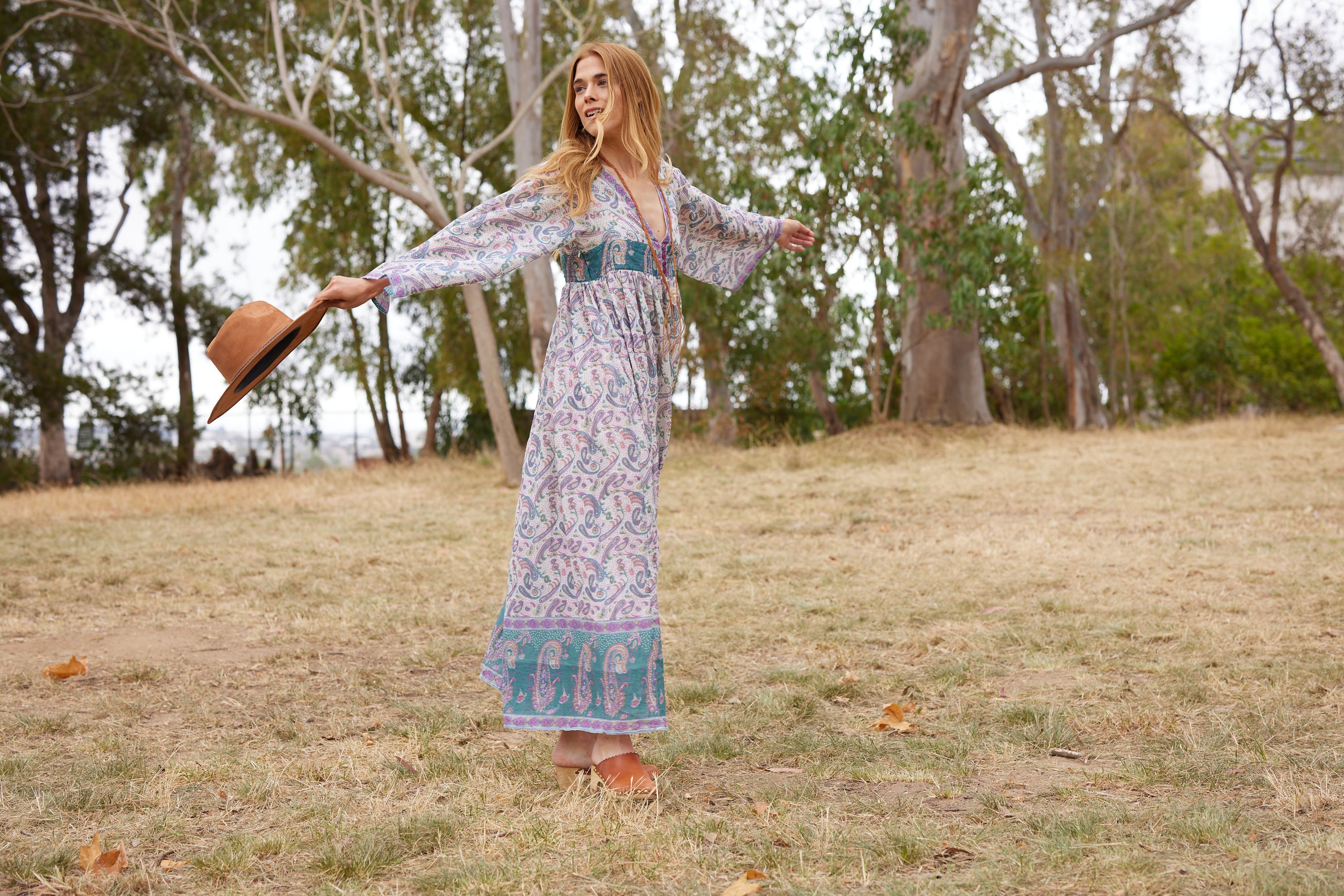 Jade Printed Maxi Dress Teal