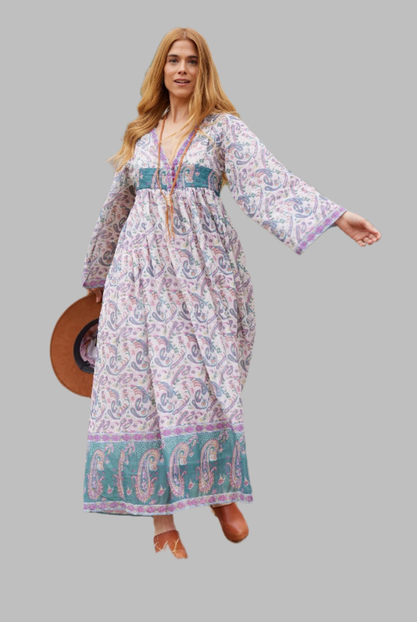 Jade Printed Maxi Dress Teal