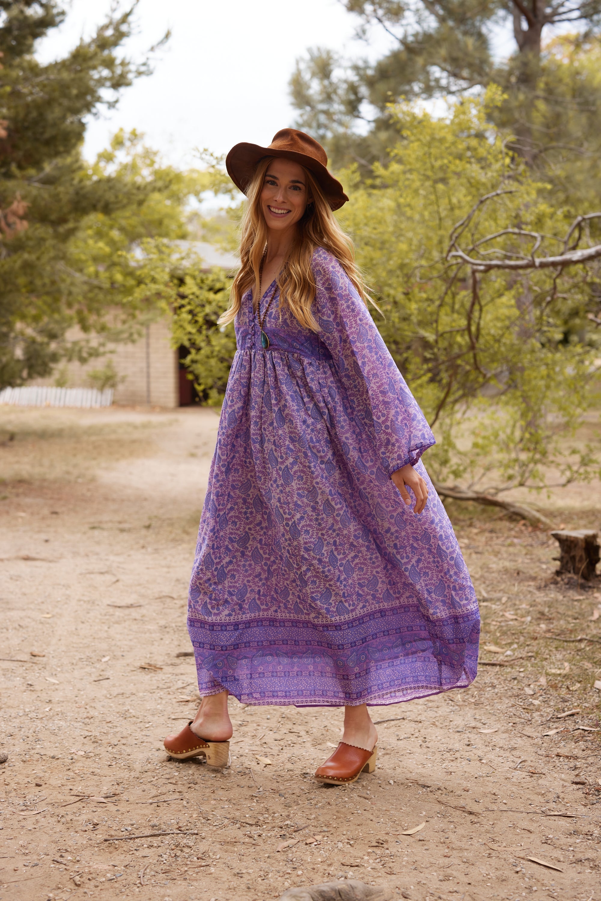 Jade Printed Maxi Dress Lavender