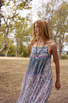 Betsy Printed Maxi Tank Dress Teal