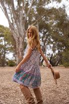 Betsy Printed Short Tank Dress Teal