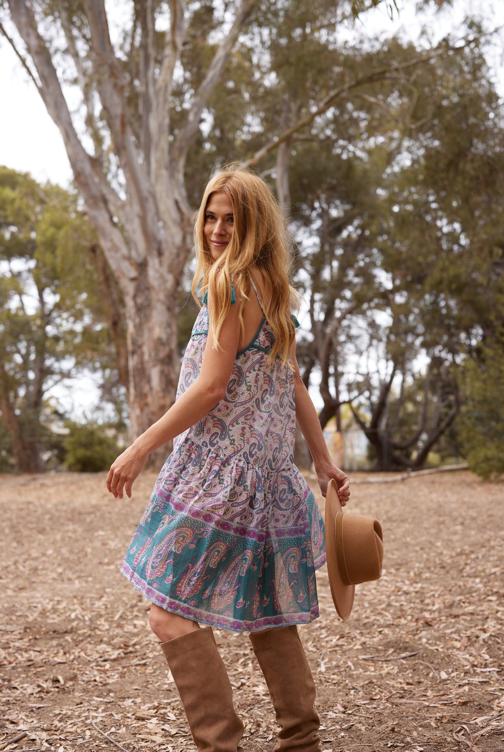 Betsy Printed Short Tank Dress Teal