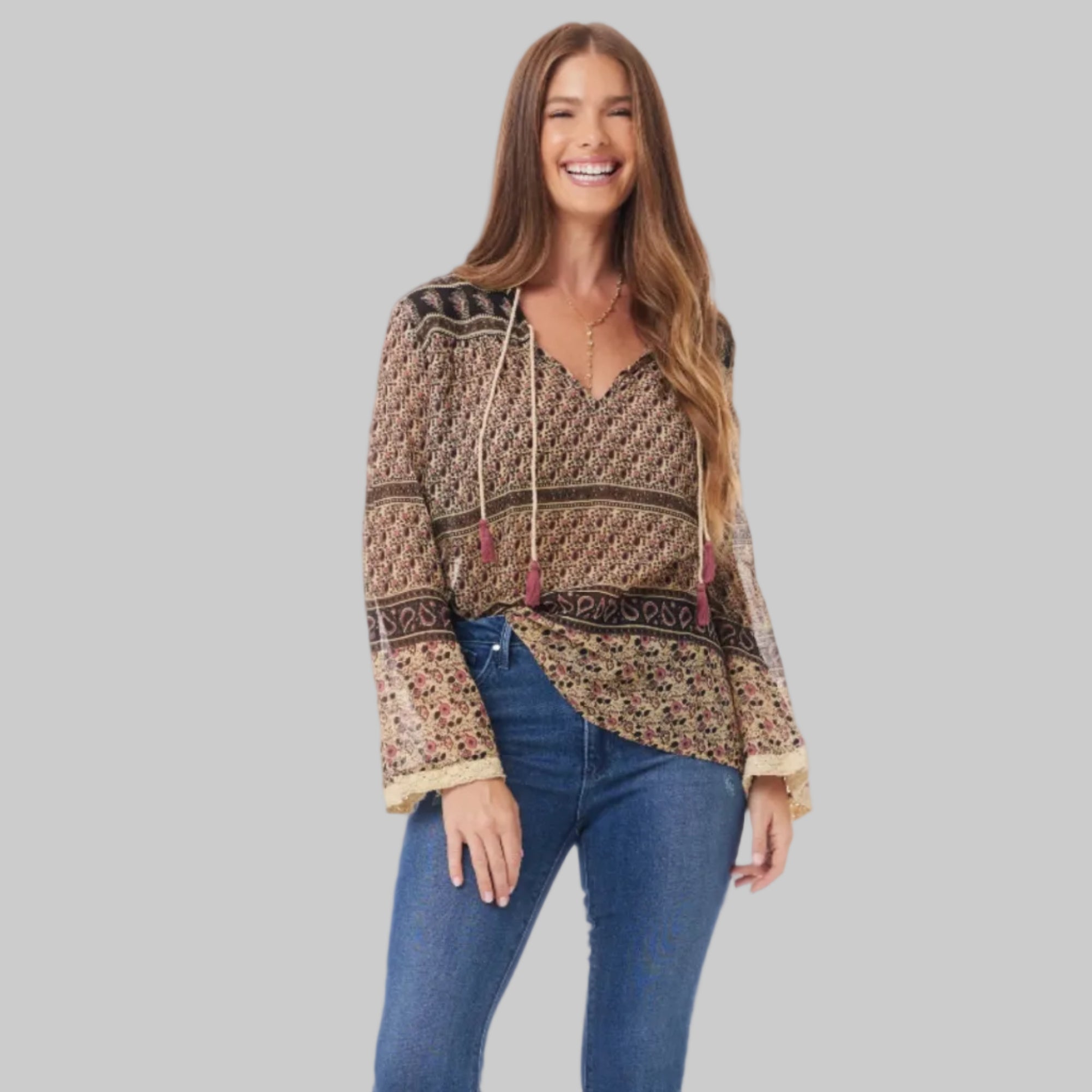 Bahiya Printed Blouse Vintage Brown