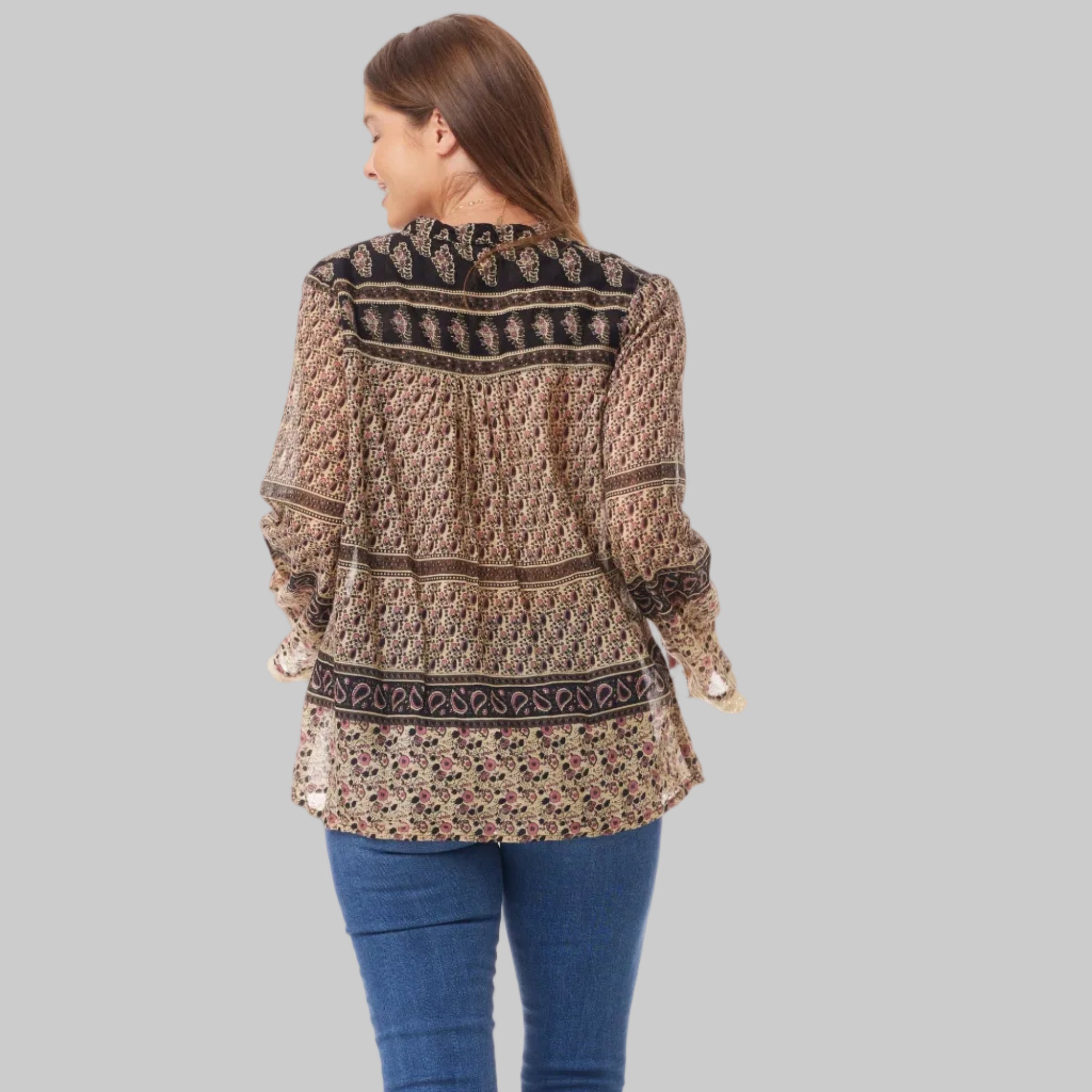 Bahiya Printed Blouse Vintage Brown