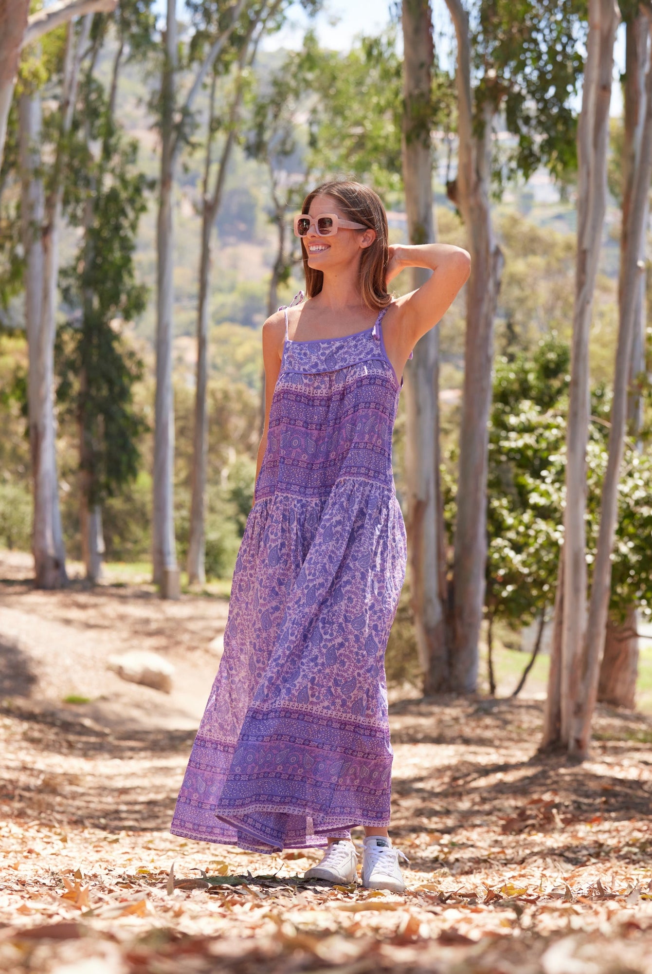 Betsy Printed Maxi Tank Dress Lavender