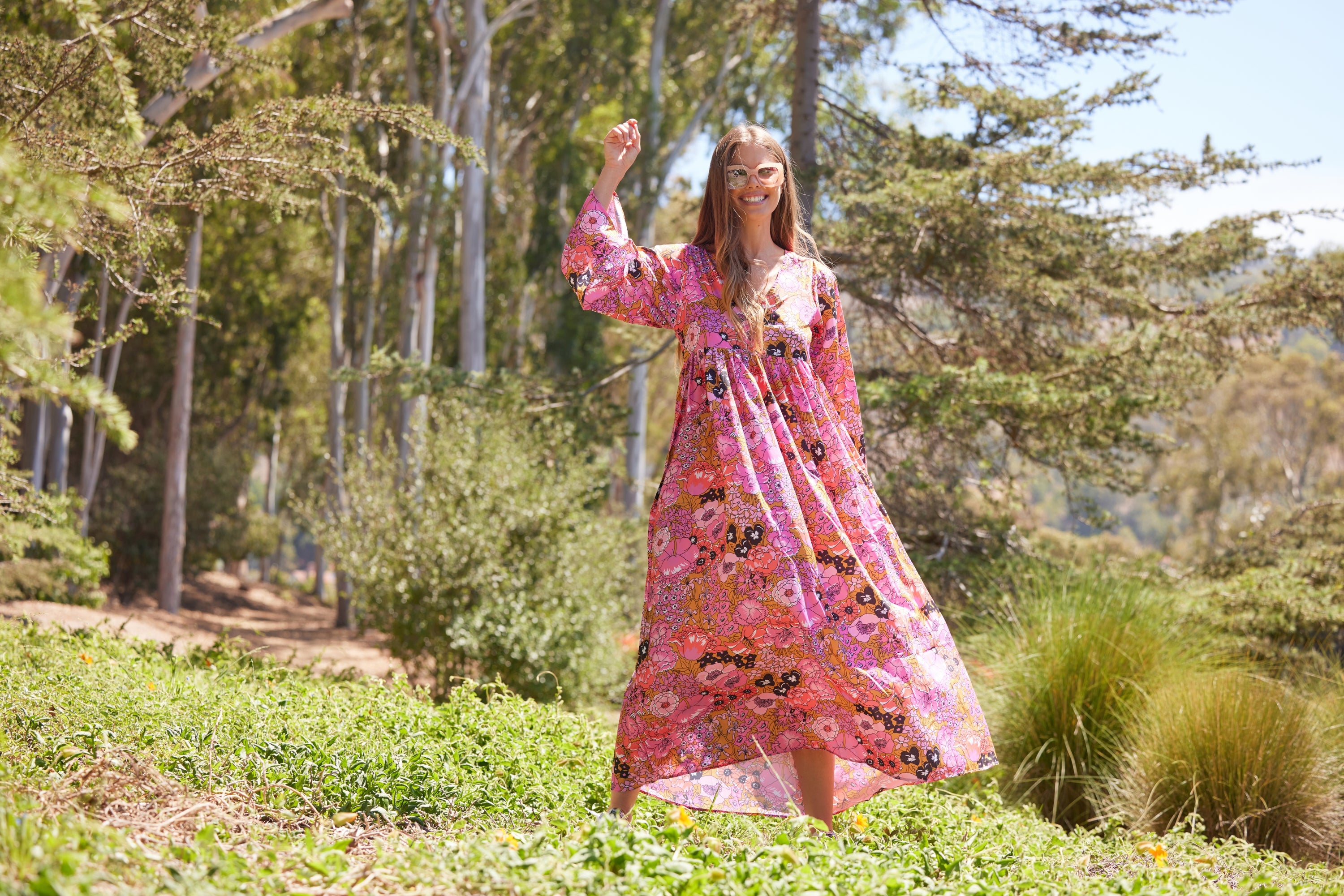 Hawaii Printed Maxi Dress Pink