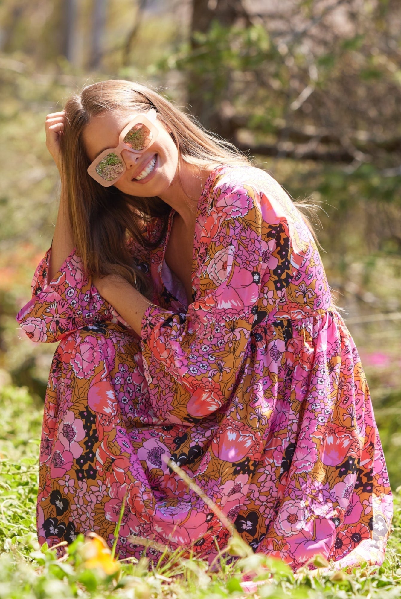 Hawaii Printed Maxi Dress Pink