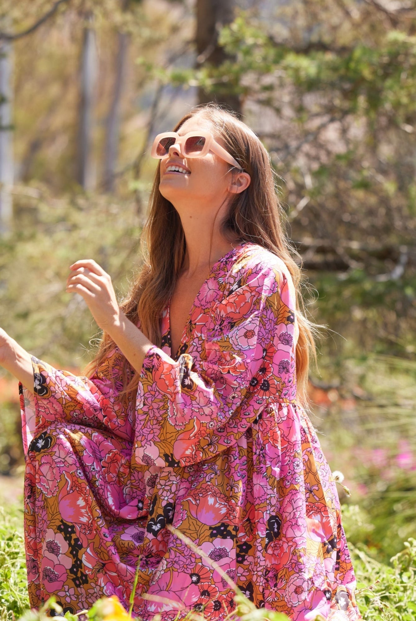 Hawaii Printed Maxi Dress Pink