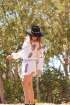 Lisa Embroidered Short Dress or Tunic Natural/Red
