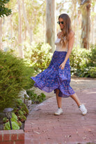 Rosa Printed Midi Skirt Indigo
