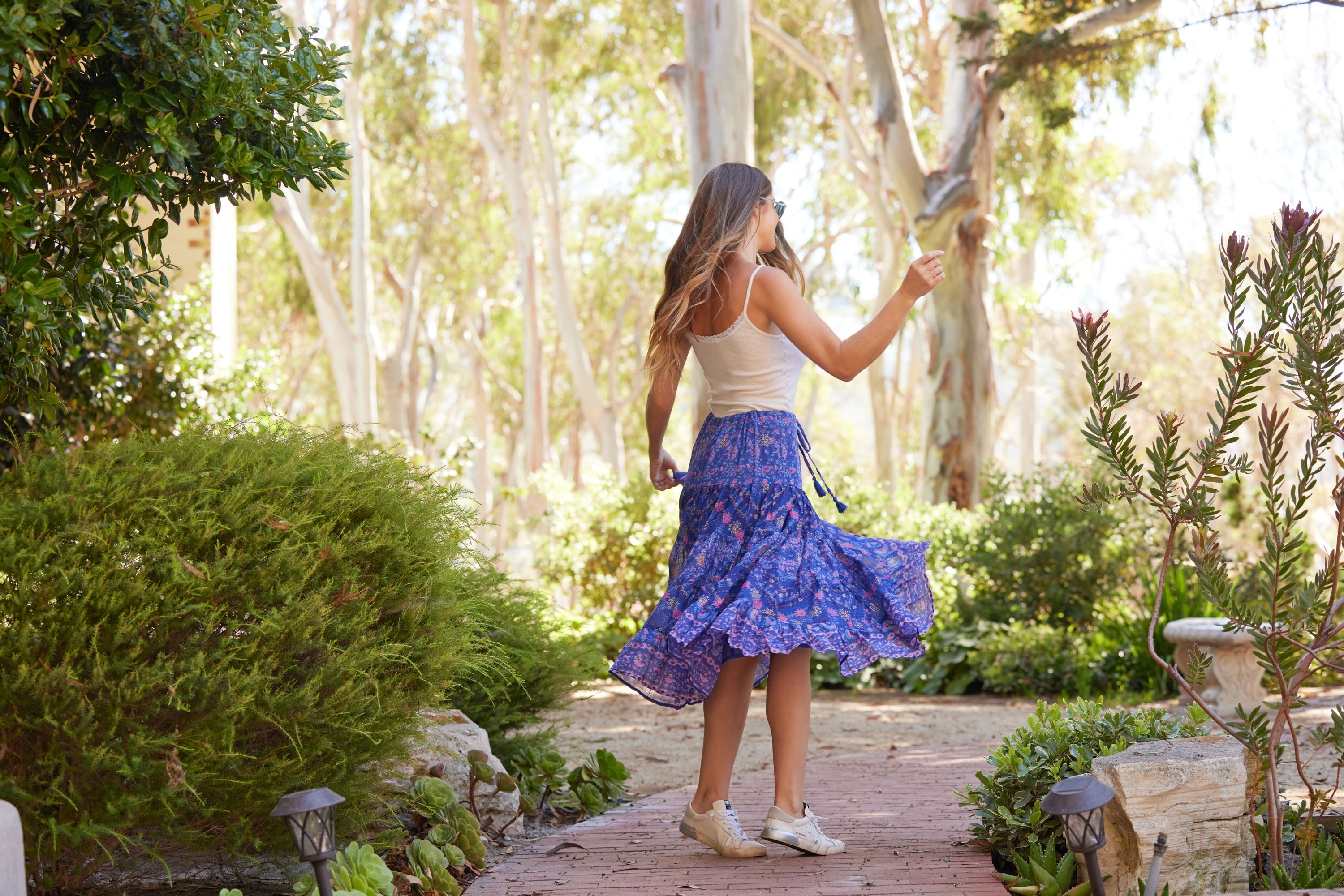 Rosa Printed Midi Skirt Indigo