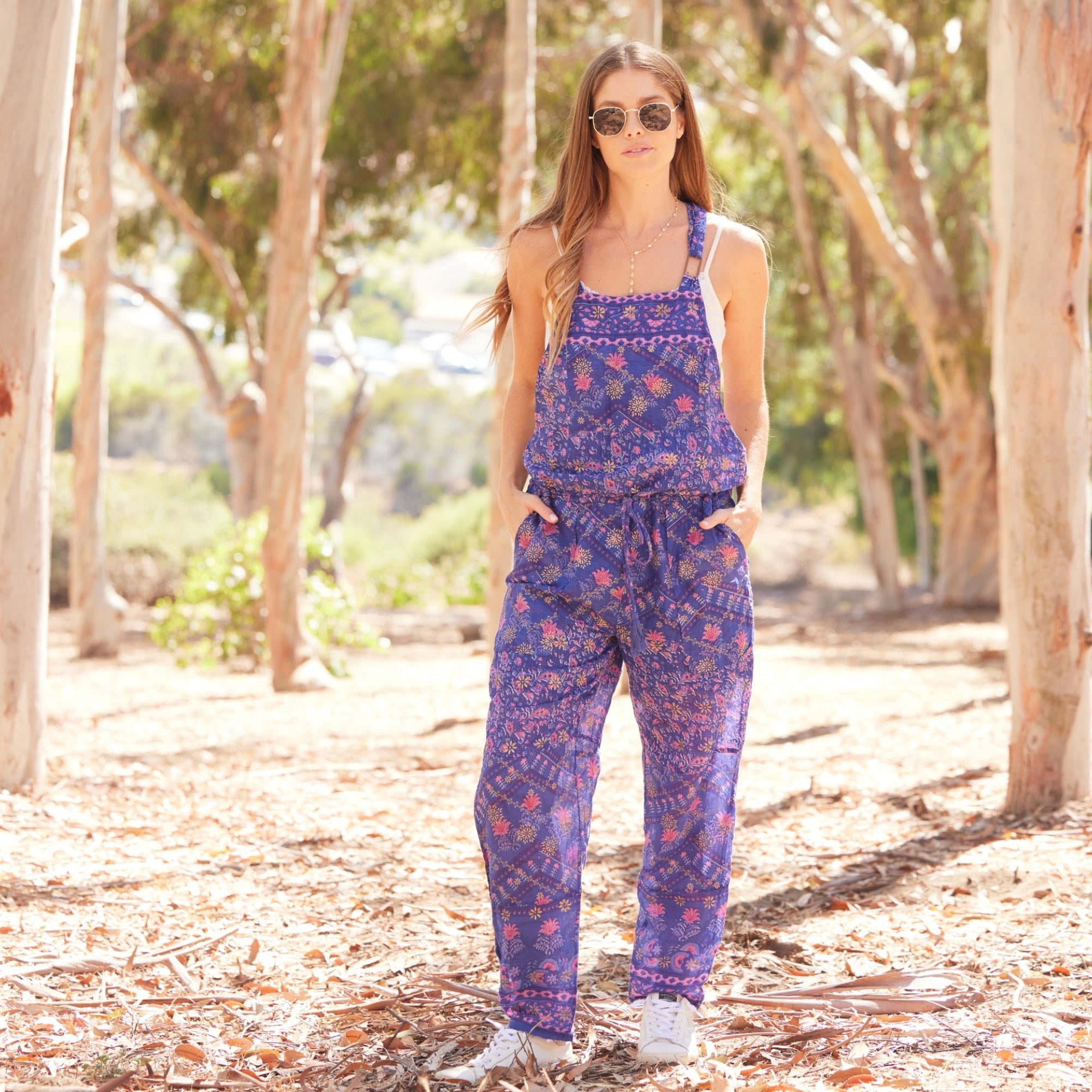 Marley Printed Jumpsuit With Pockets Indigo