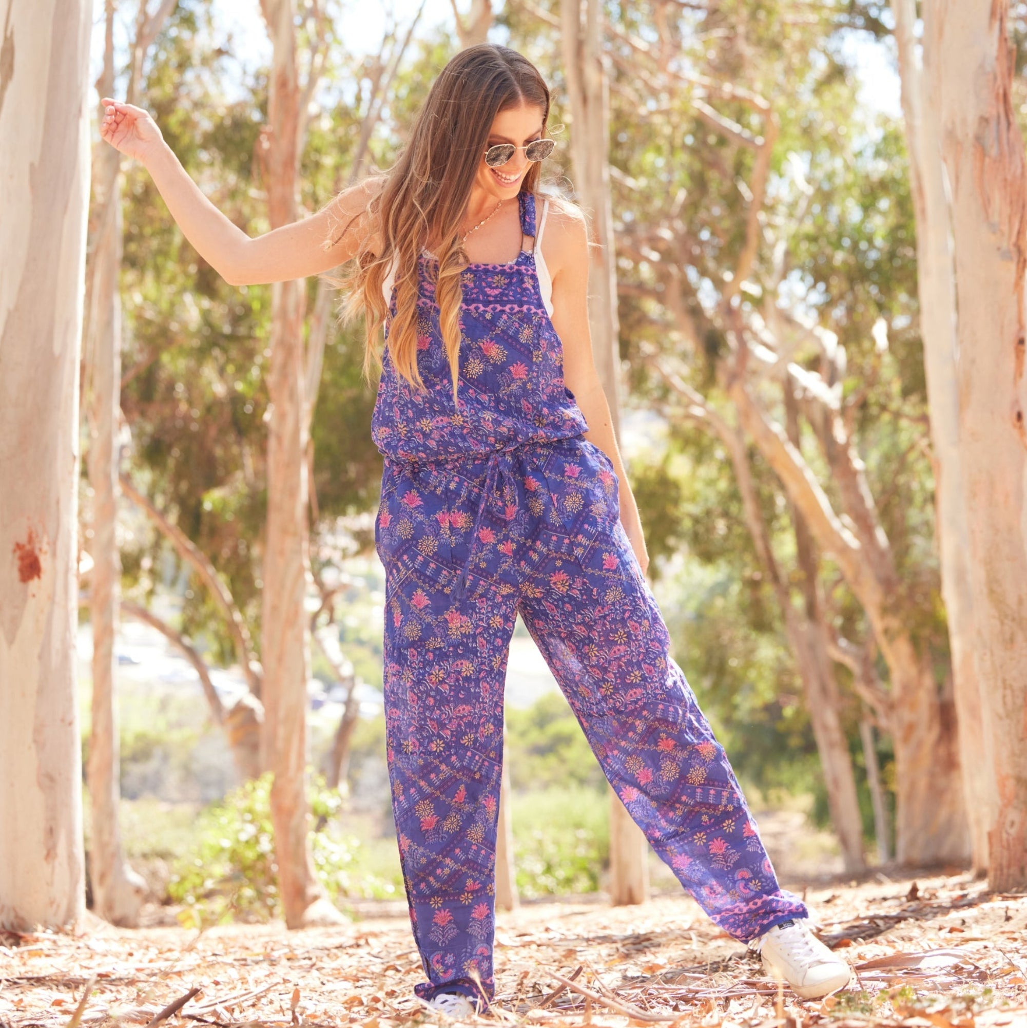 Marley Printed Jumpsuit With Pockets Indigo