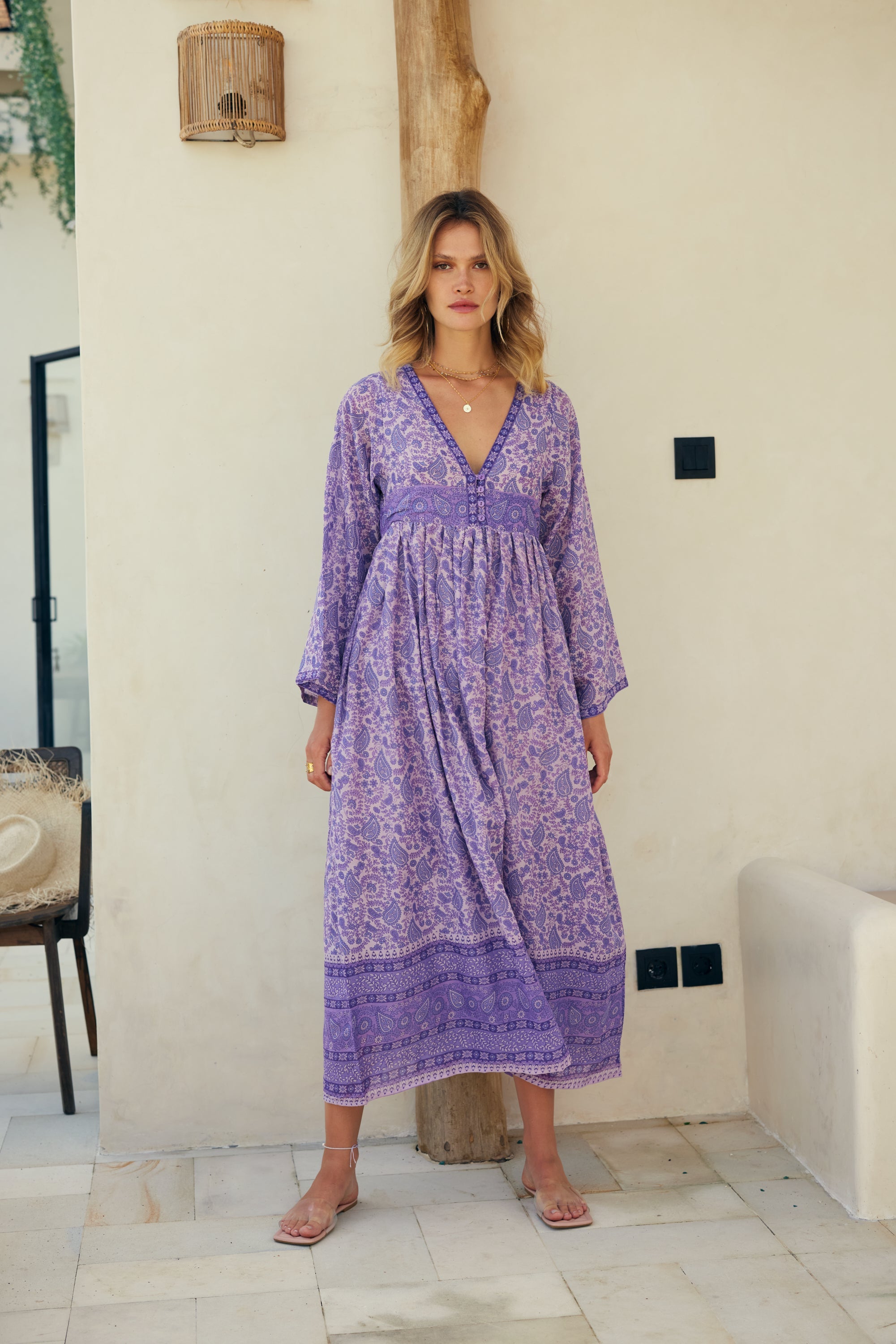 Jade Printed Maxi Dress Lavender