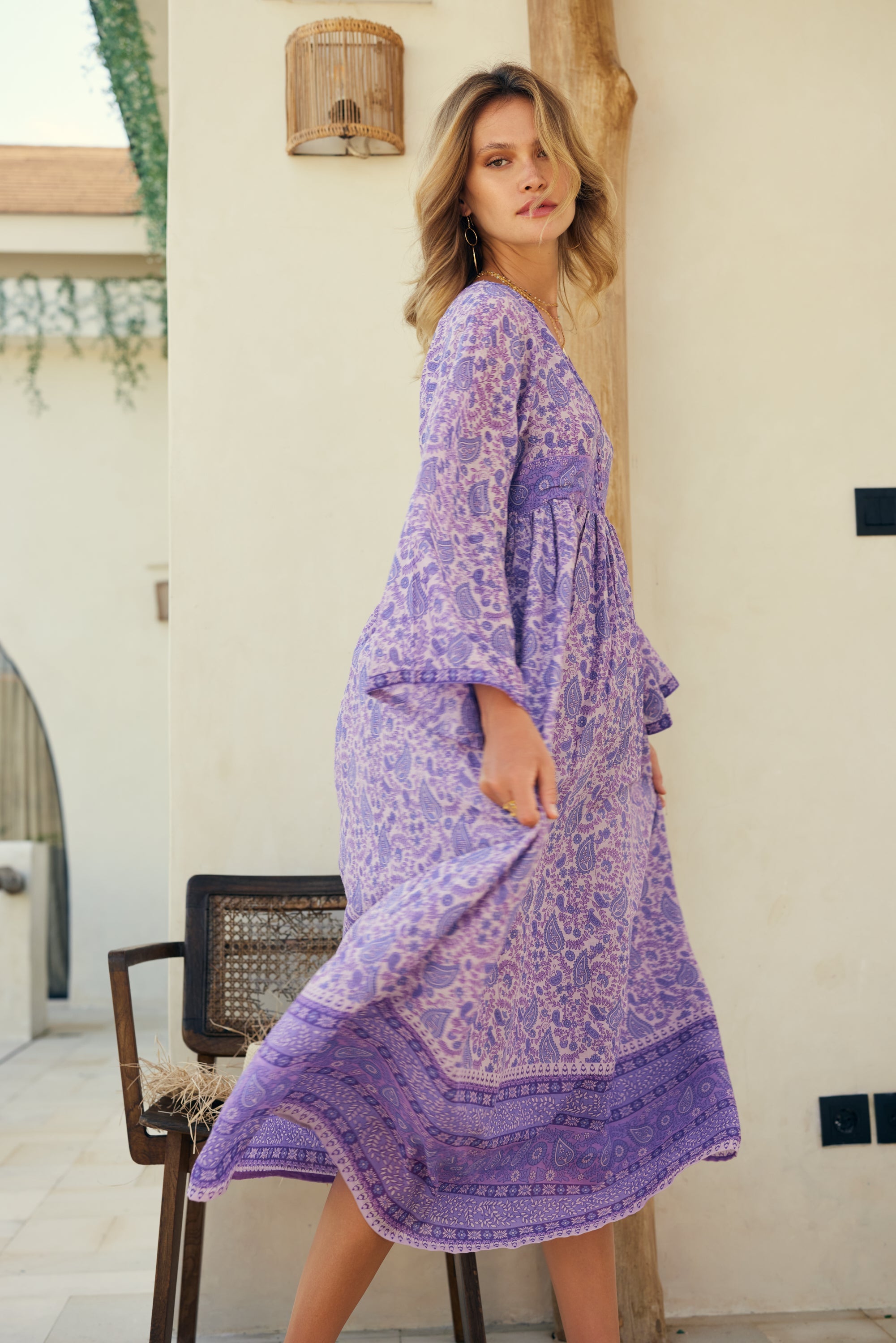 Jade Printed Maxi Dress Lavender