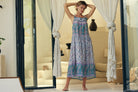 Betsy Printed Maxi Tank Dress Teal