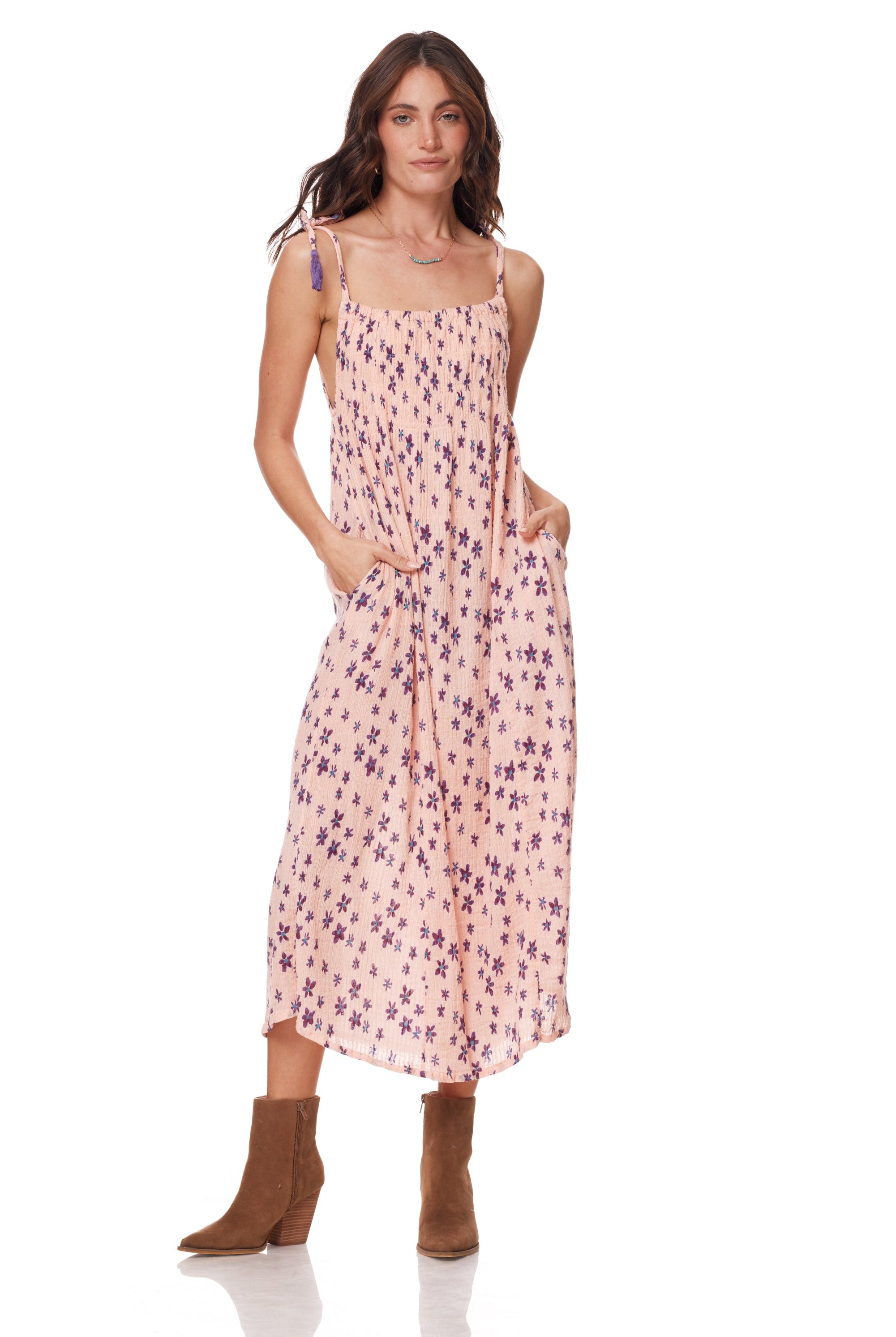 Marisa Printed Sleeveless Dress Coral - Blue Boheme