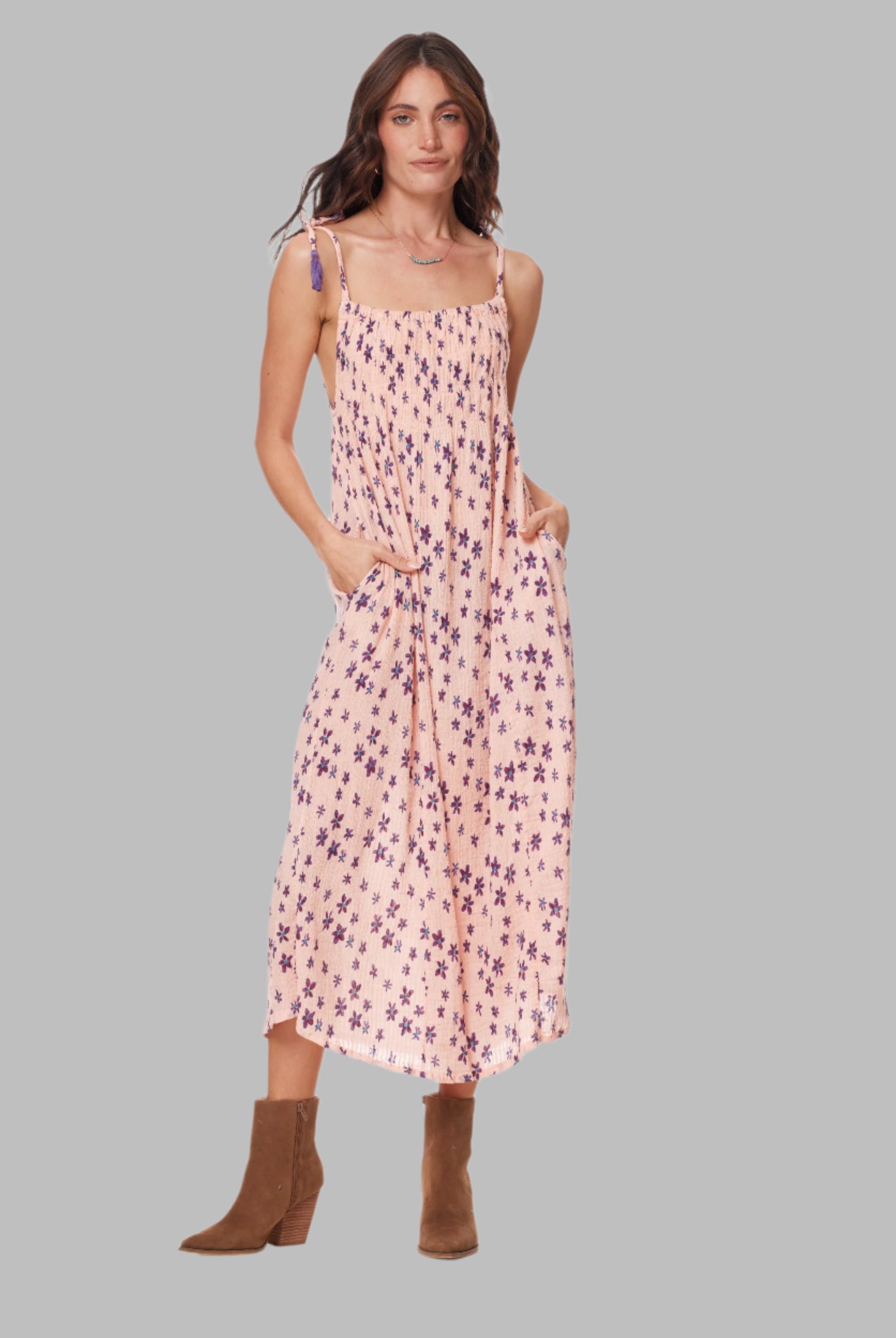 Marisa Printed Sleeveless Maxi Dress Coral