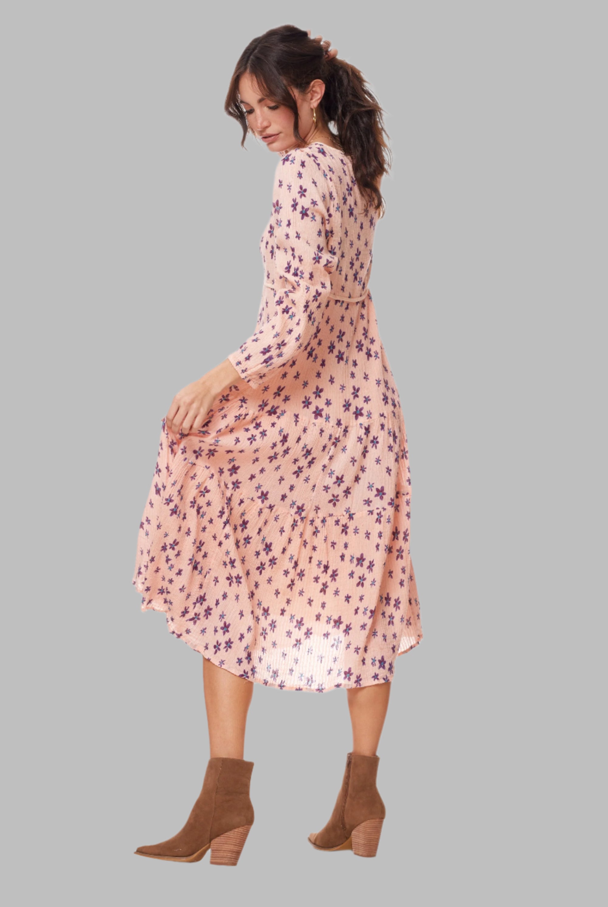 Marisa Printed Midi Dress Coral