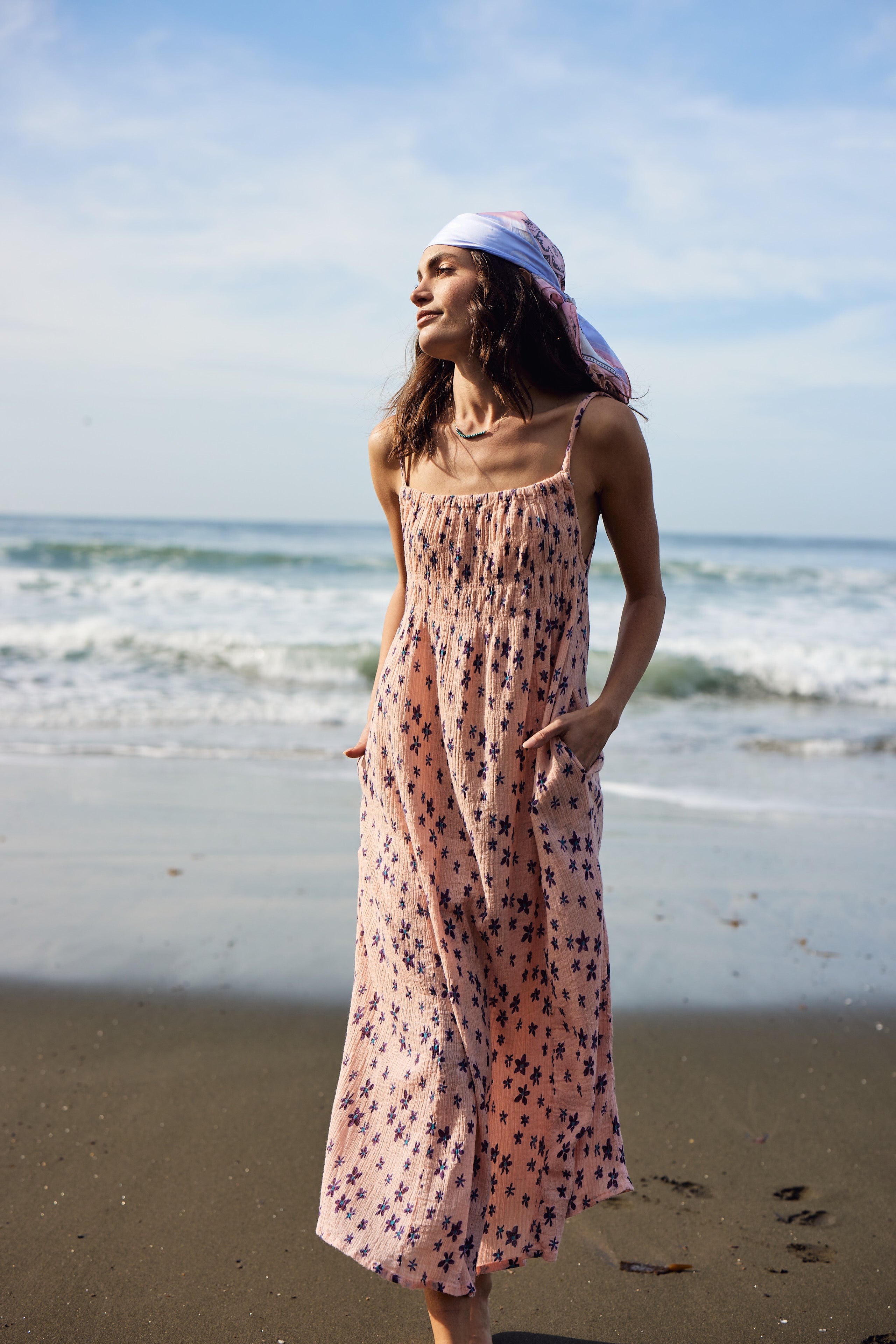 Marisa Printed Sleeveless Maxi Dress Coral