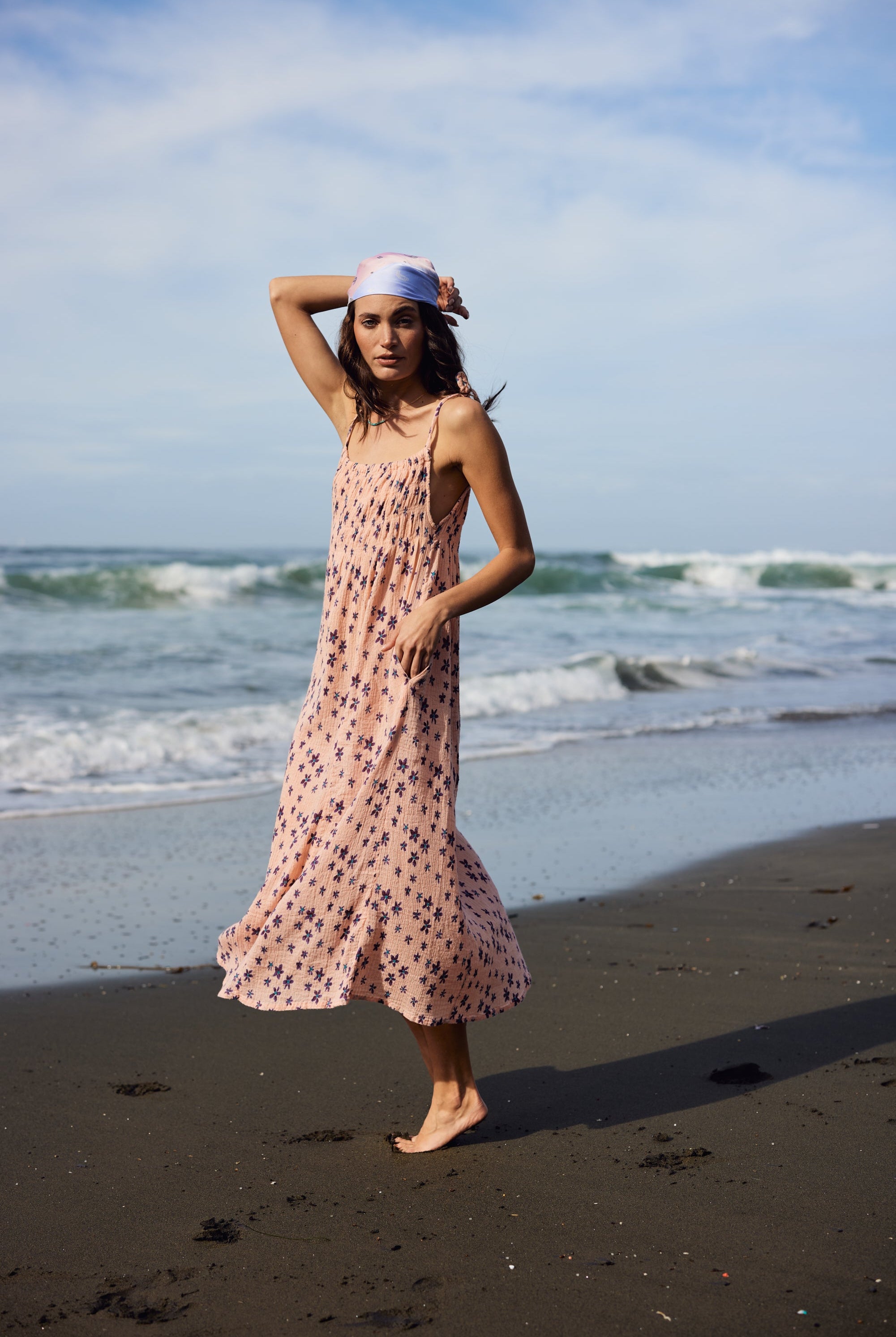 Marisa Printed Sleeveless Maxi Dress Coral Default Title