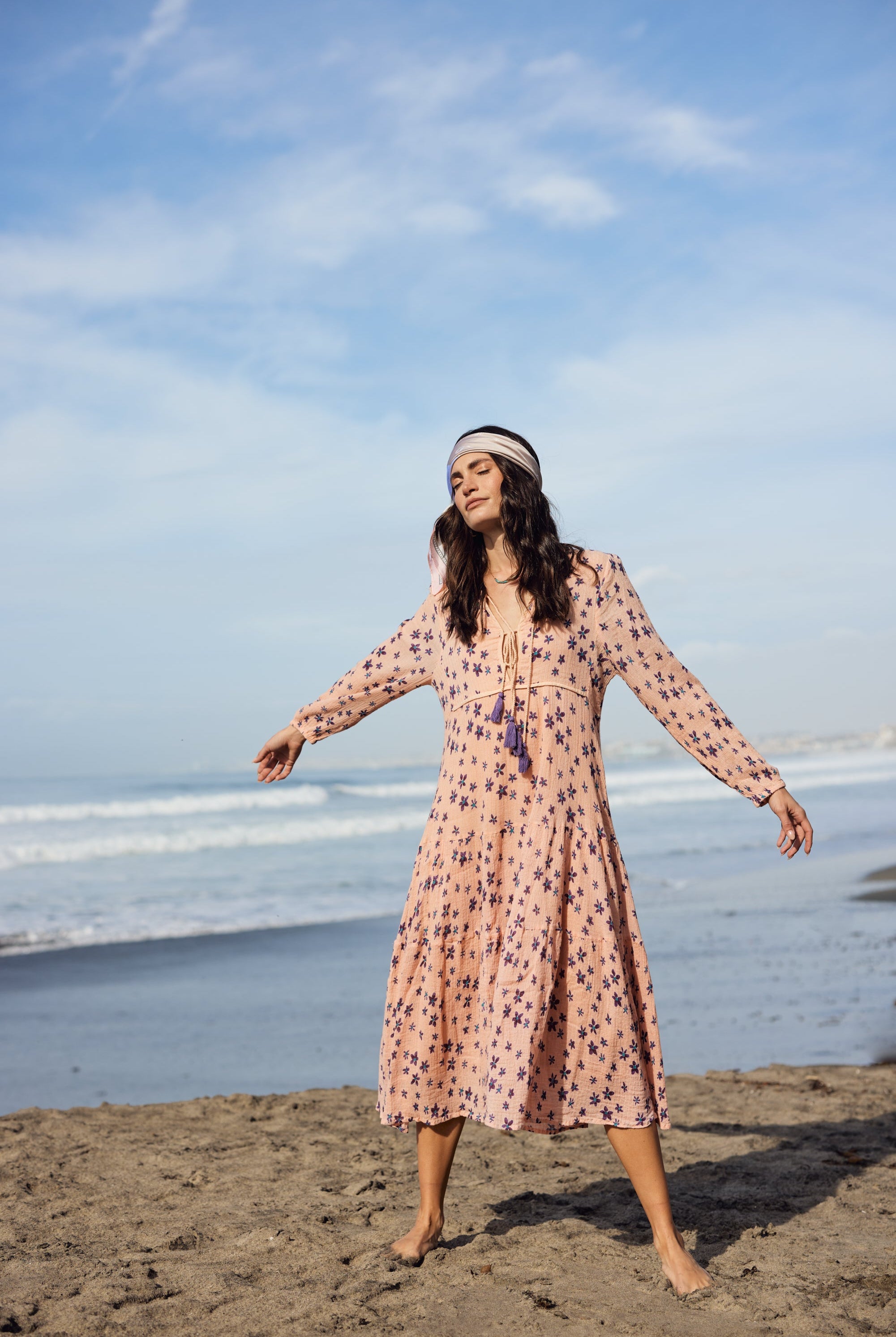Marisa Printed Midi Dress Coral