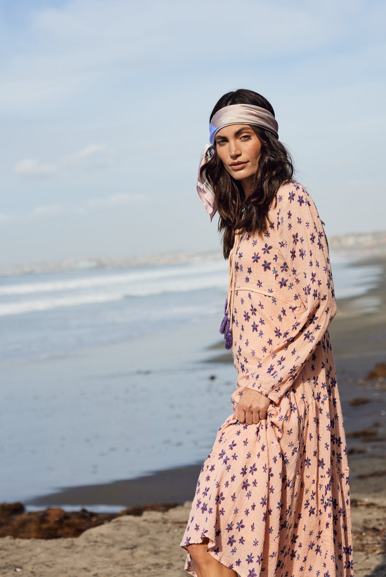 Marisa Printed Midi Dress Coral