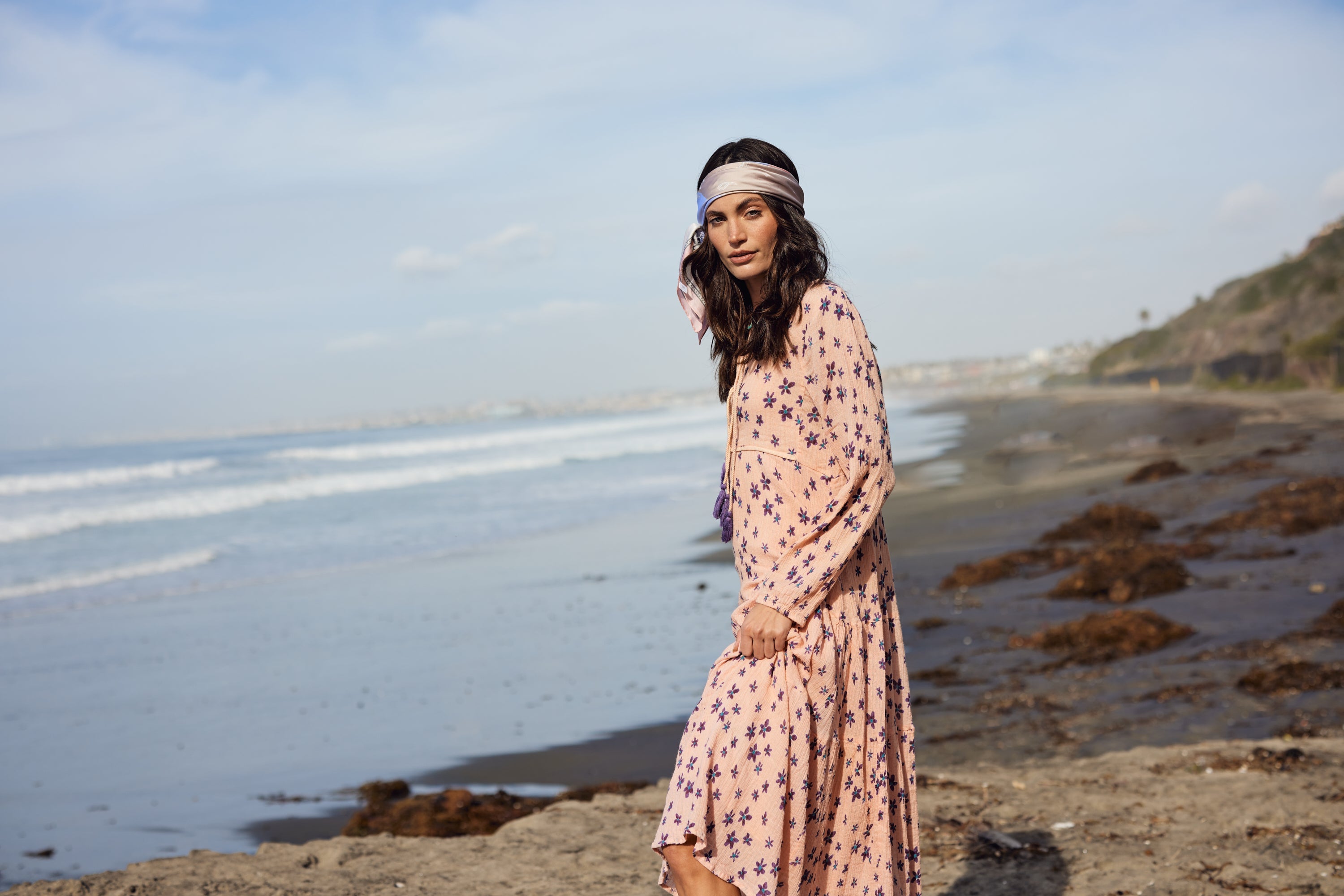 Marisa Printed Midi Dress Coral