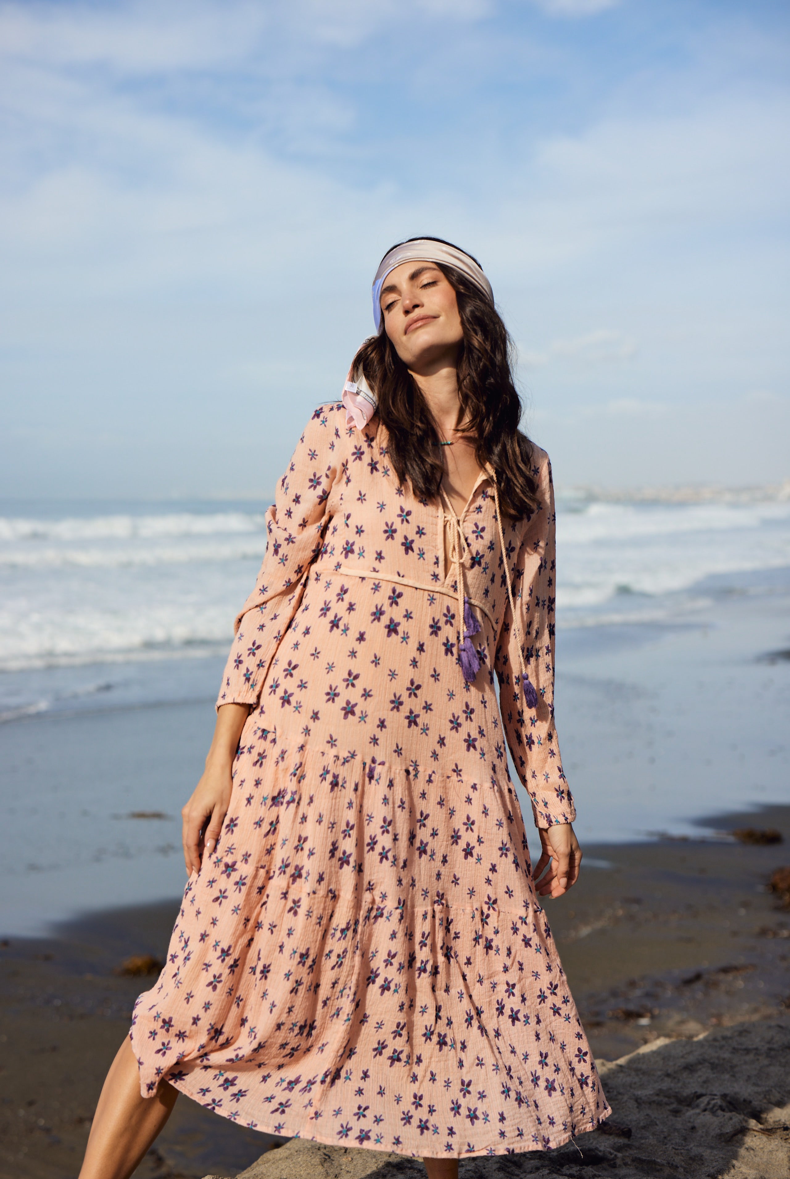 Marisa Printed Midi Dress Coral