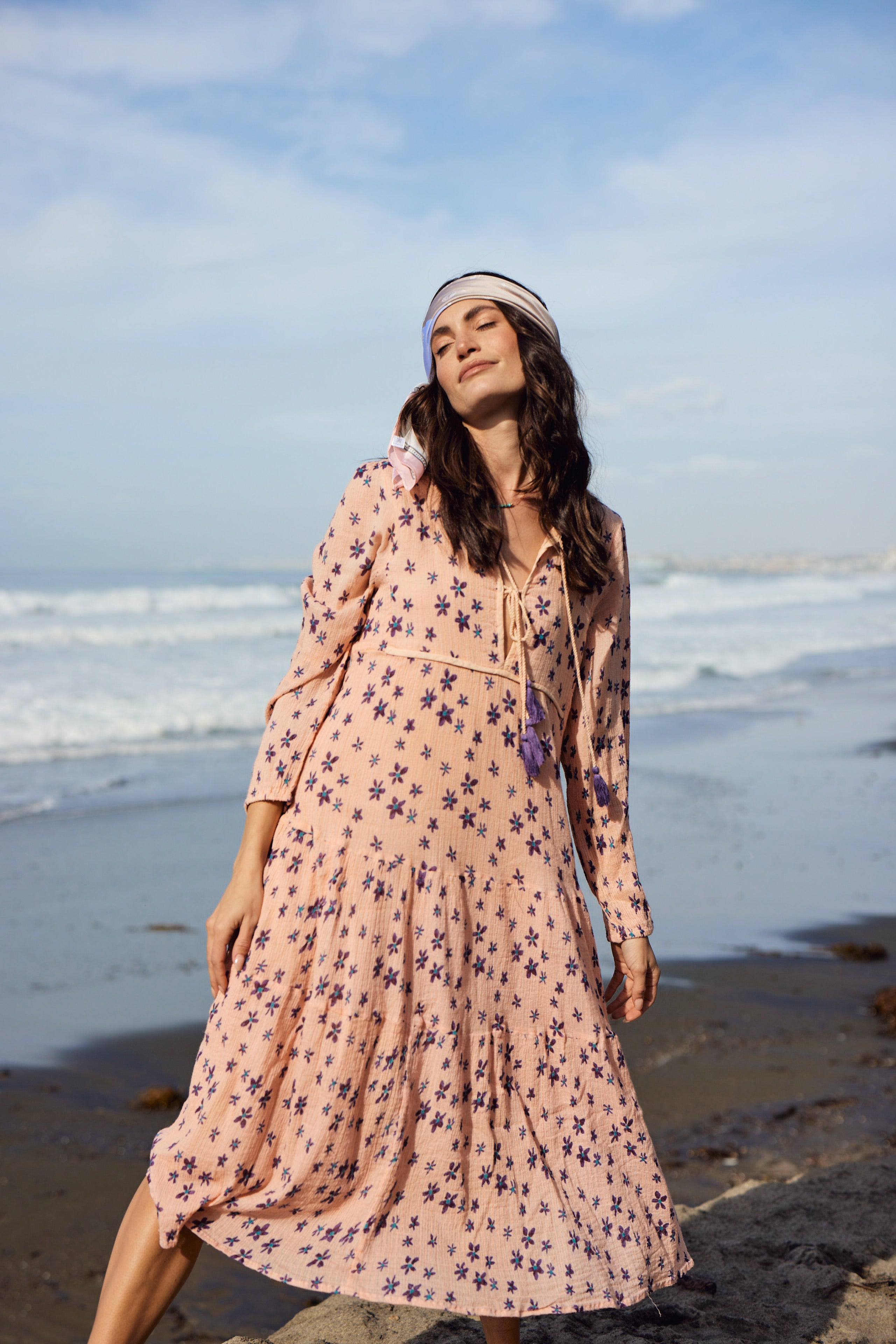 Marisa Printed Midi Dress Coral